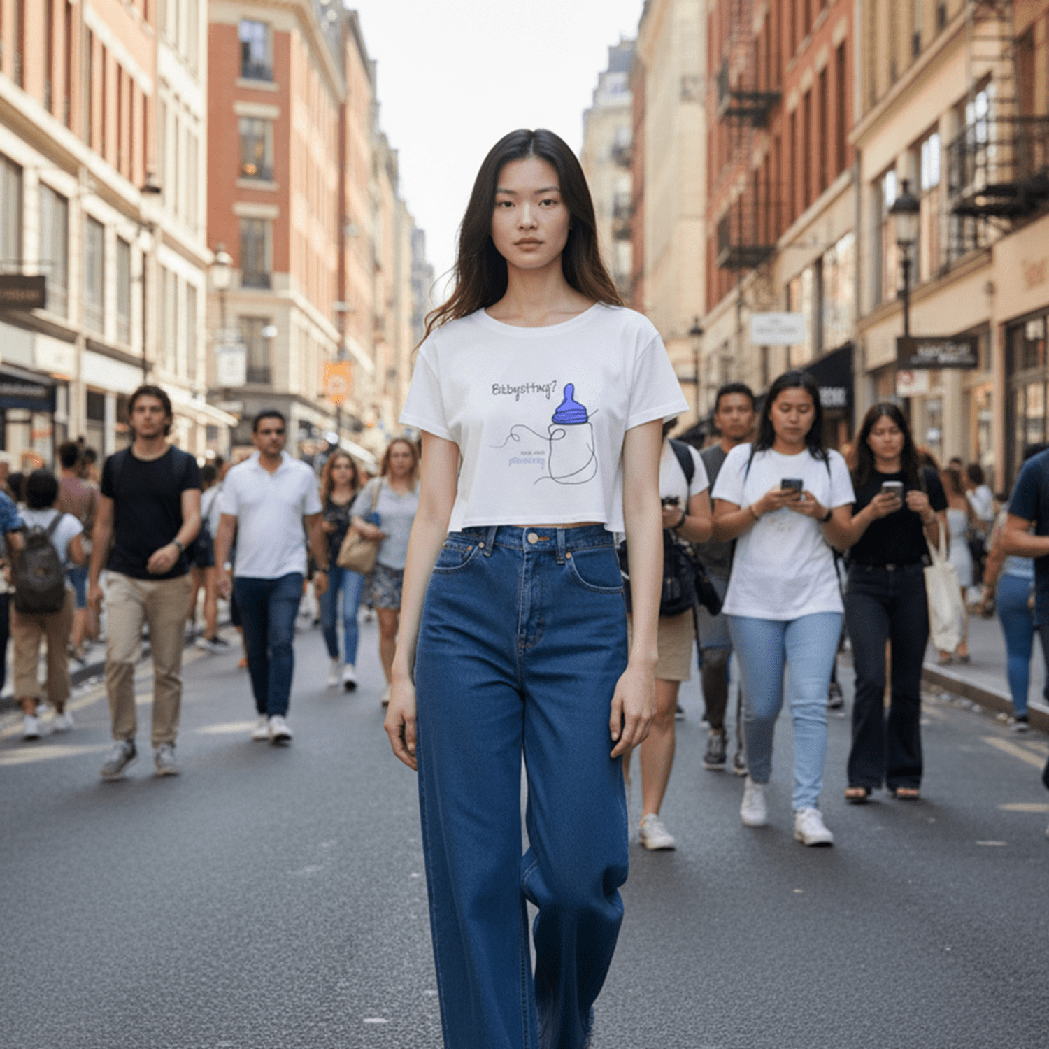 No Shit Shirts - Crop Shirt (Frontprint Large): Babysitting? That’s called parenting! - Crop Shirts - basic