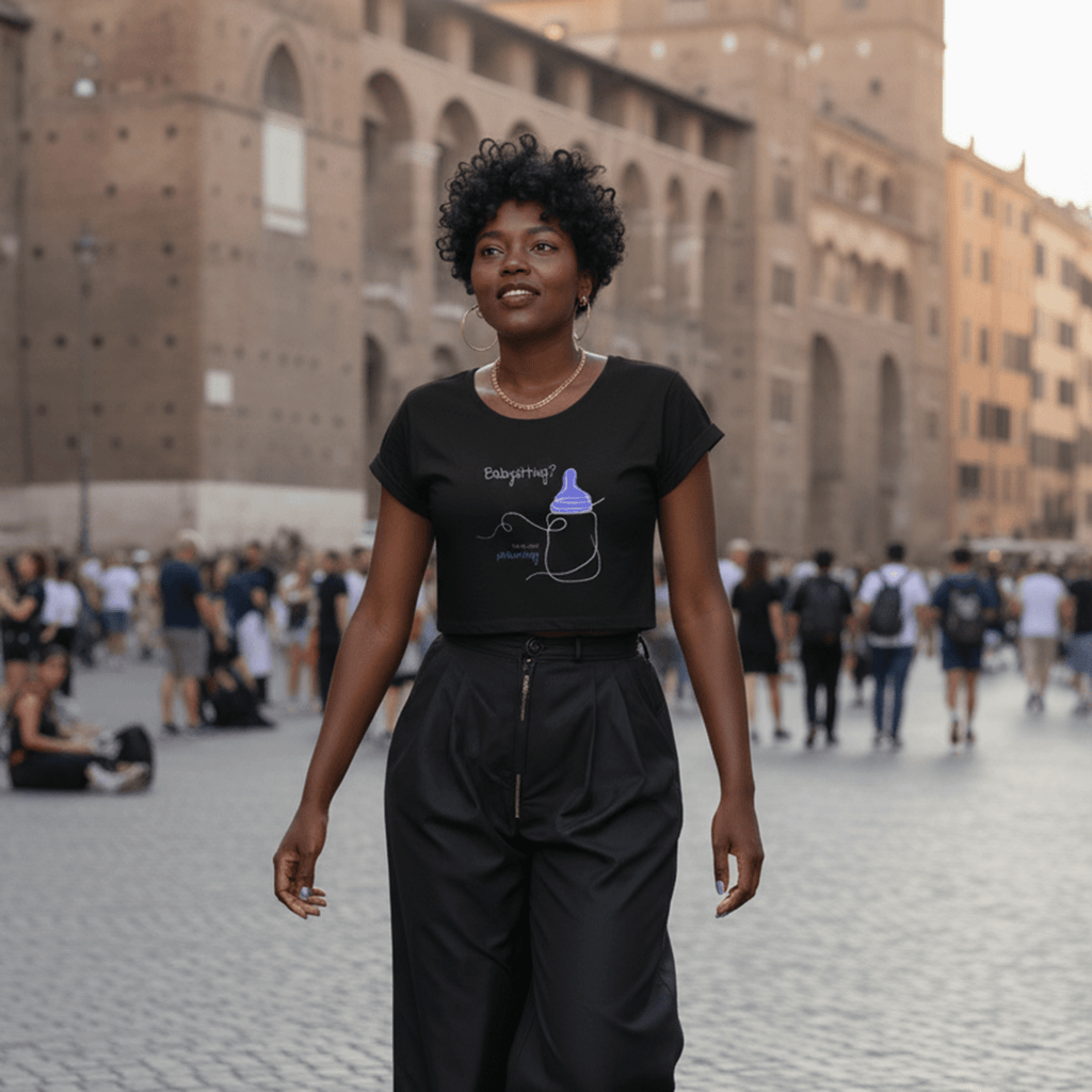 No Shit Shirts - Crop Shirt (Frontprint Large): Babysitting? That’s called parenting! - Crop Shirts - basic