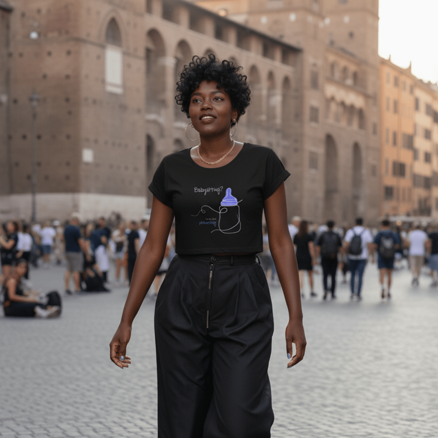 No Shit Shirts - Crop Shirt (Frontprint Large): Babysitting? That’s called parenting! - Crop Shirts - basic