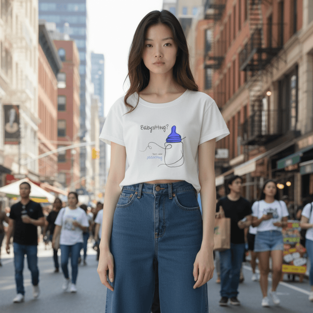 No Shit Shirts - Crop Shirt (Frontprint Large): Babysitting? That’s called parenting! - Crop Shirts - basic