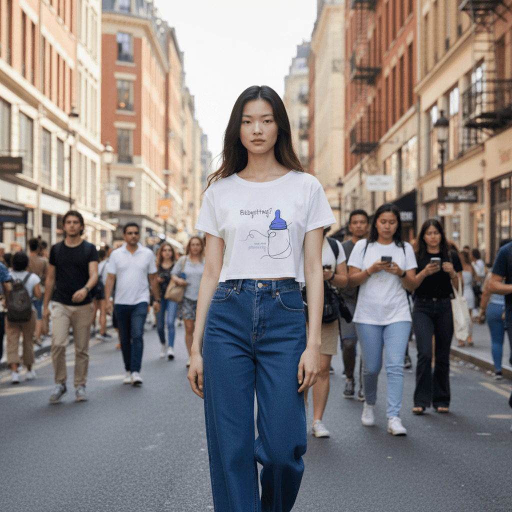 No Shit Shirts - Crop Shirt (Frontprint Large): Babysitting? That’s called parenting! - Crop Shirts - basic