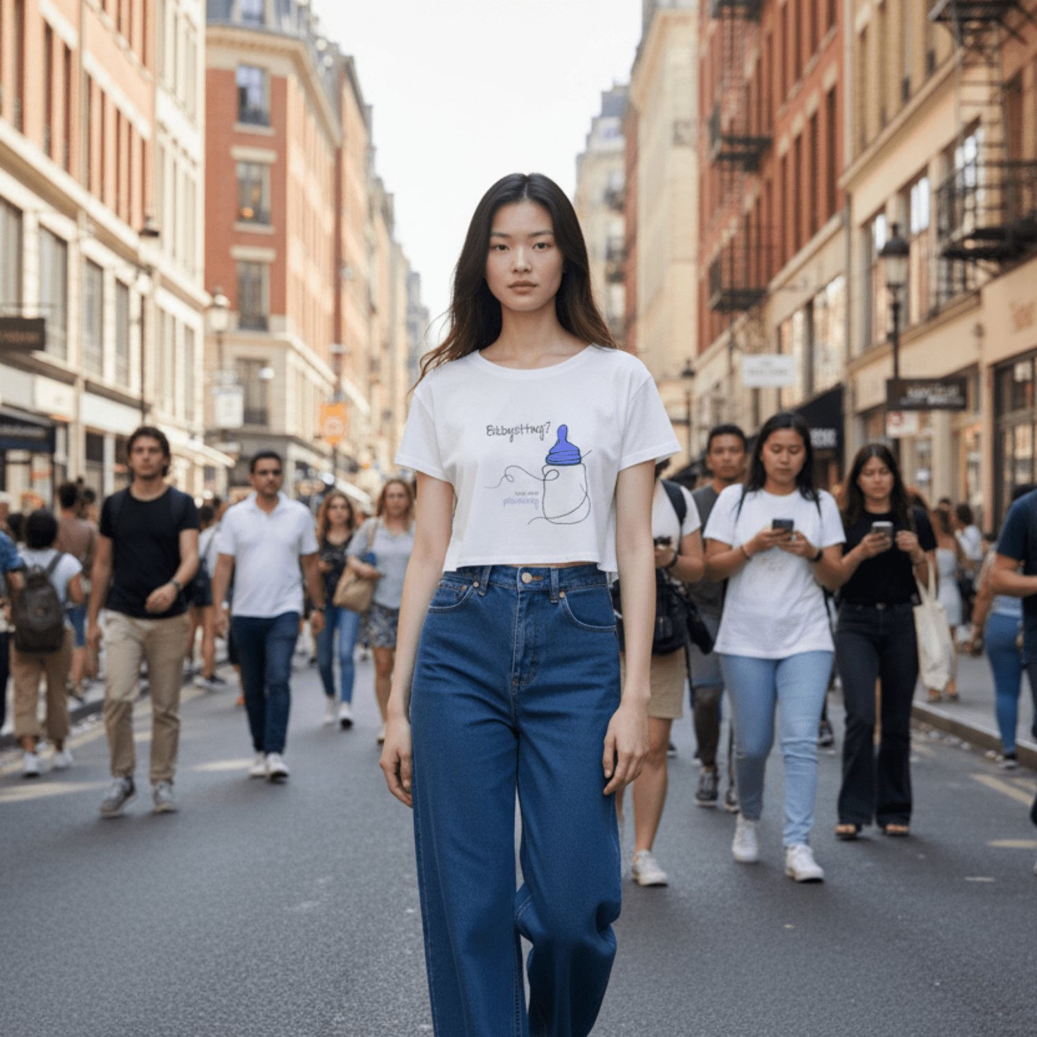 No Shit Shirts - Crop Shirt (Frontprint Large): Babysitting? That’s called parenting! - Crop Shirts - basic