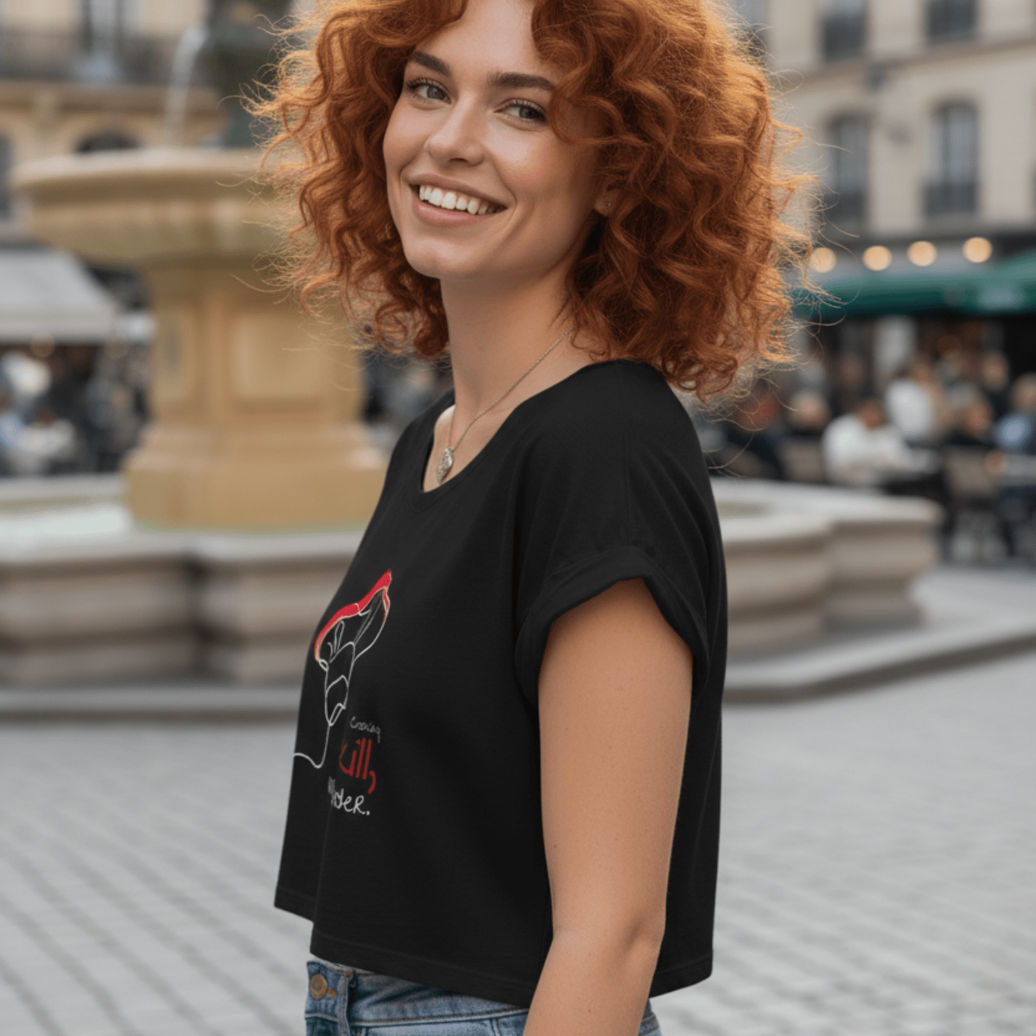 No Shit Shirts - Crop Shirt (Frontprint Large): Cooking is a skill, not a gender. - Crop Shirts - basic