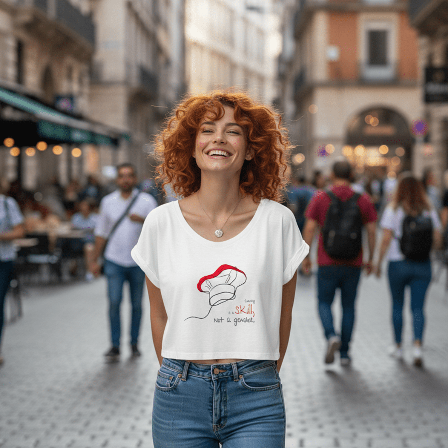 No Shit Shirts - Crop Shirt (Frontprint Large): Cooking is a skill, not a gender. - Crop Shirts - basic