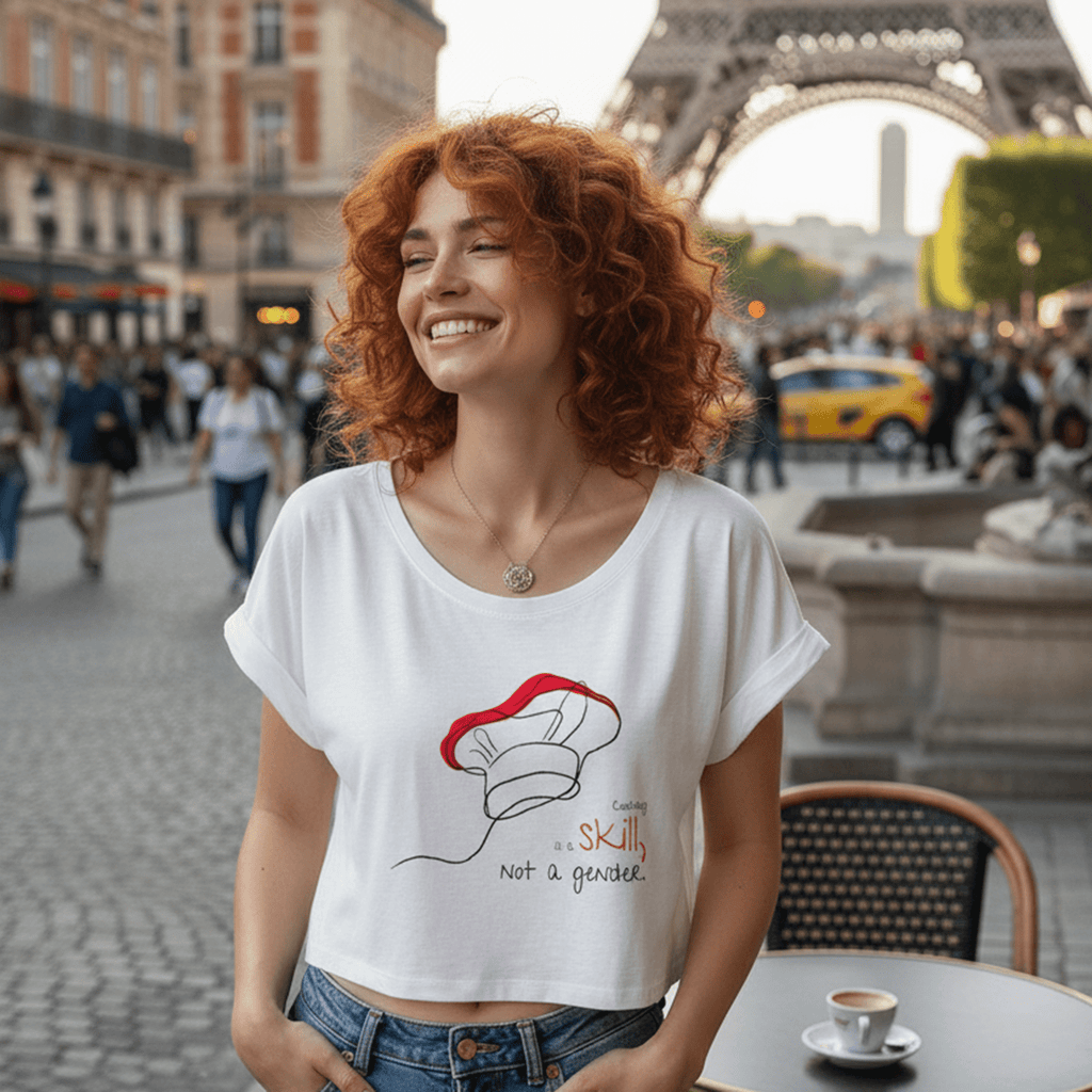 No Shit Shirts - Crop Shirt (Frontprint Large): Cooking is a skill, not a gender. - Crop Shirts - basic