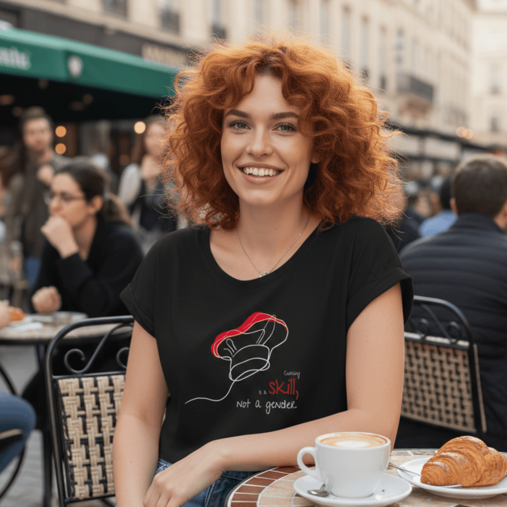 No Shit Shirts - Crop Shirt (Frontprint Large): Cooking is a skill, not a gender. - Crop Shirts - basic