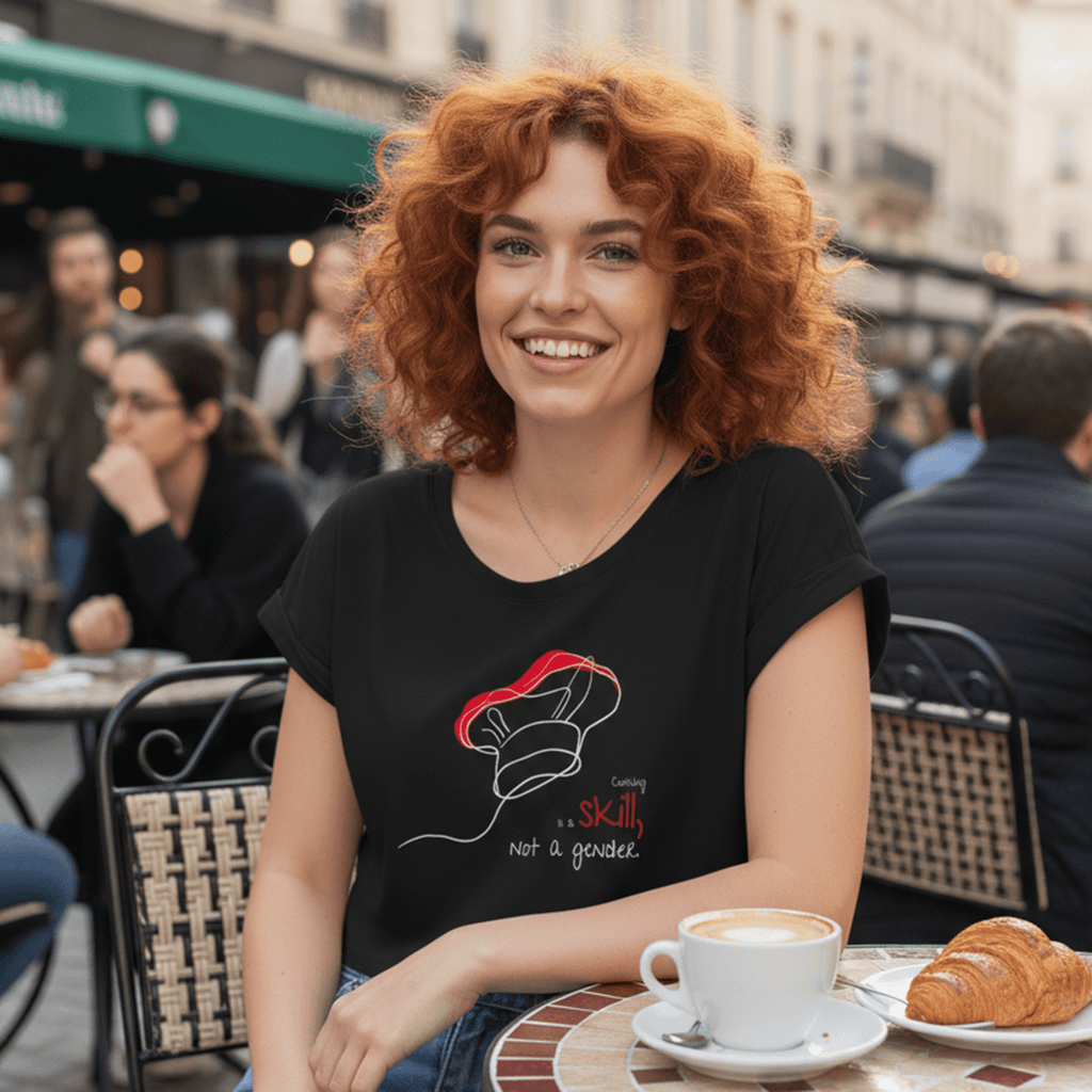 No Shit Shirts - Crop Shirt (Frontprint Large): Cooking is a skill, not a gender. - Crop Shirts - basic