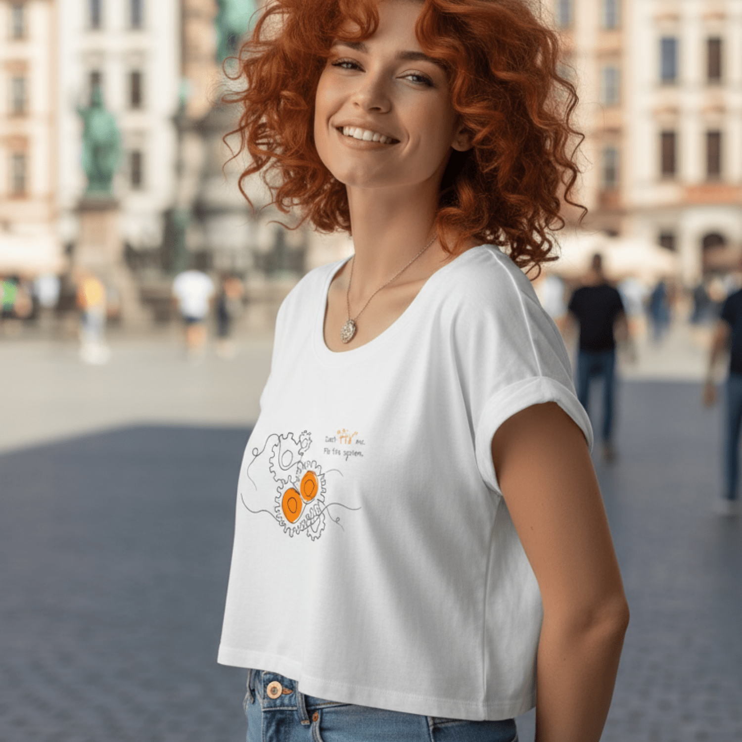 No Shit Shirts - Crop Shirt (Frontprint Large): Don’t “fix” me. Fix the system. - Crop Shirts - basic