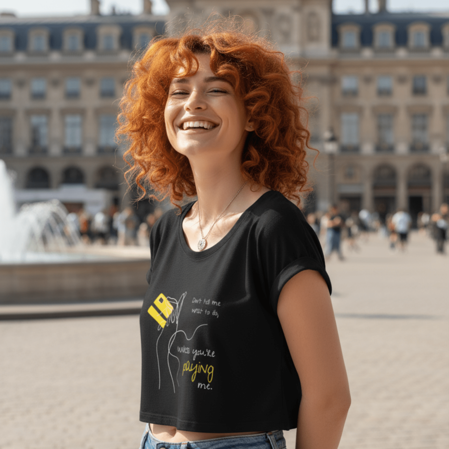 No Shit Shirts - Crop Shirt (Frontprint Large): Don’t tell me what to do, unless you’re paying me - Crop Shirts - basic