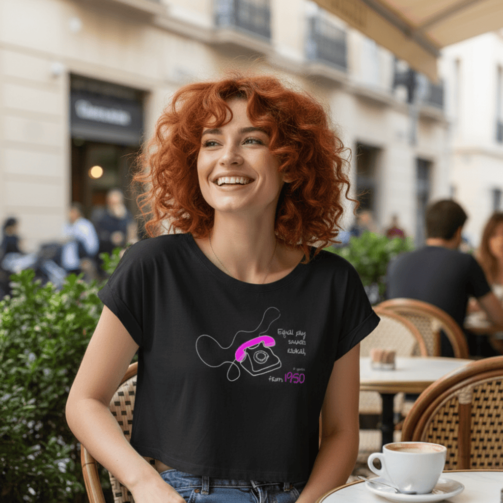 No Shit Shirts - Crop Shirt (Frontprint Large): Equal pay sounds radical… if you’re from 1950. - Crop Shirts - basic