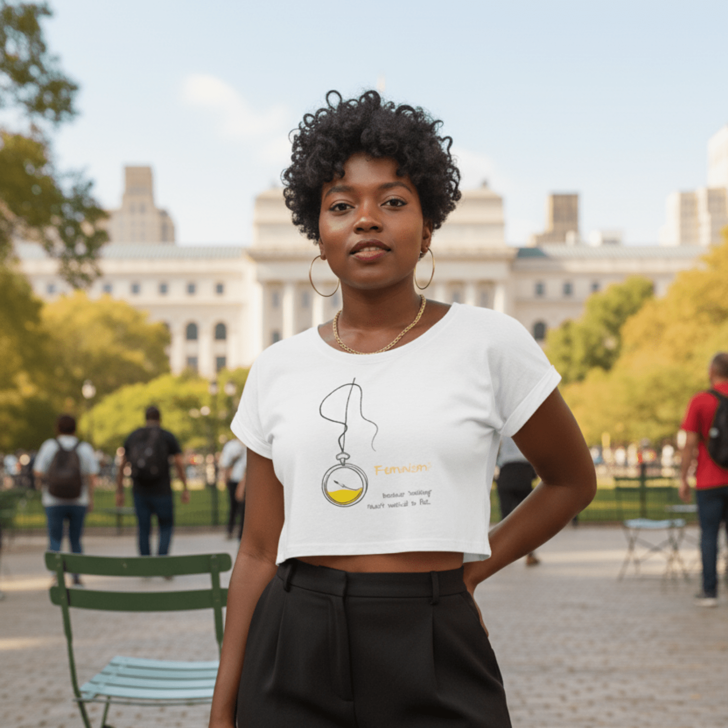 No Shit Shirts - Crop Shirt (Frontprint Large): Feminism: because “waiting” hasn’t worked so far - Crop Shirts - basic