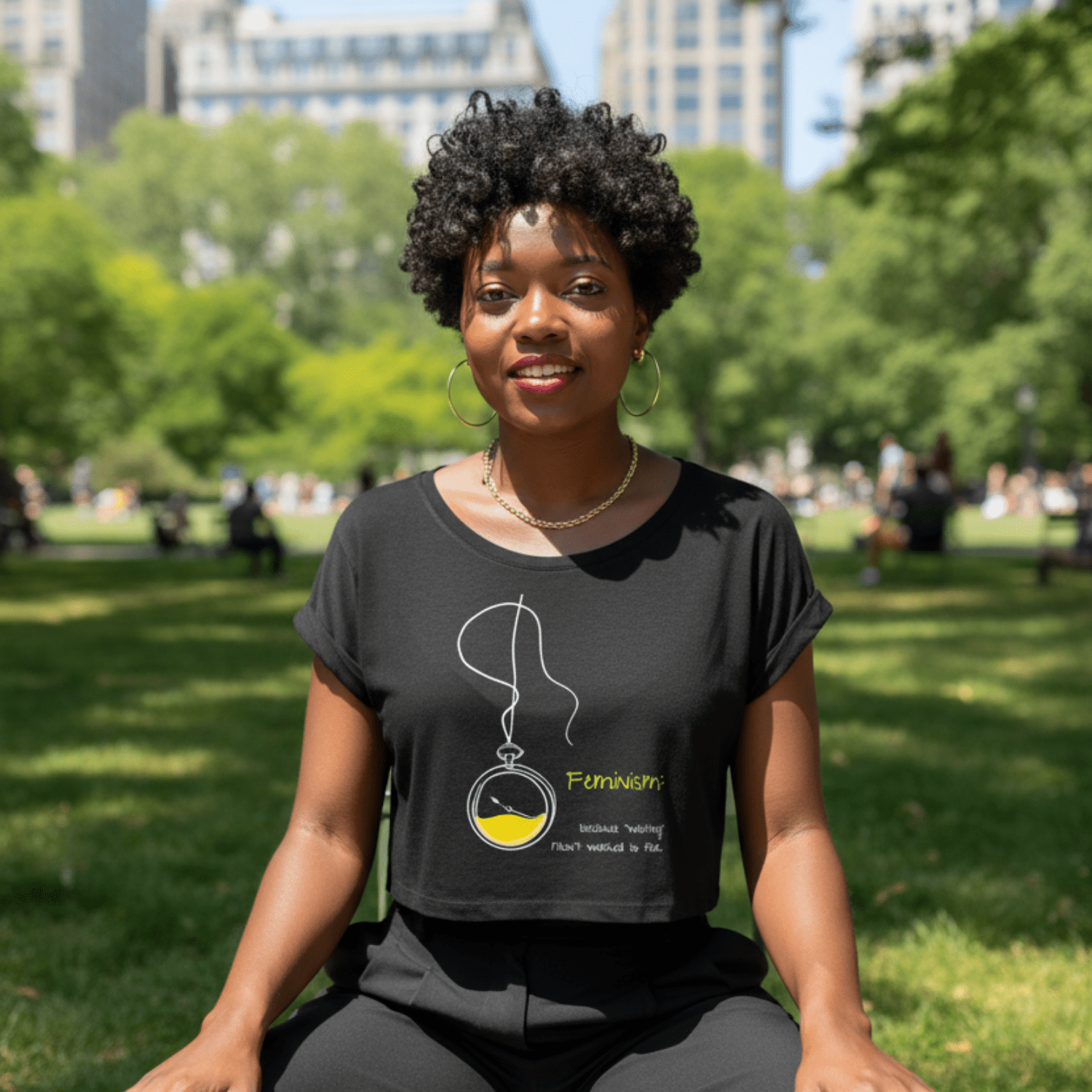 No Shit Shirts - Crop Shirt (Frontprint Large): Feminism: because “waiting” hasn’t worked so far - Crop Shirts - basic