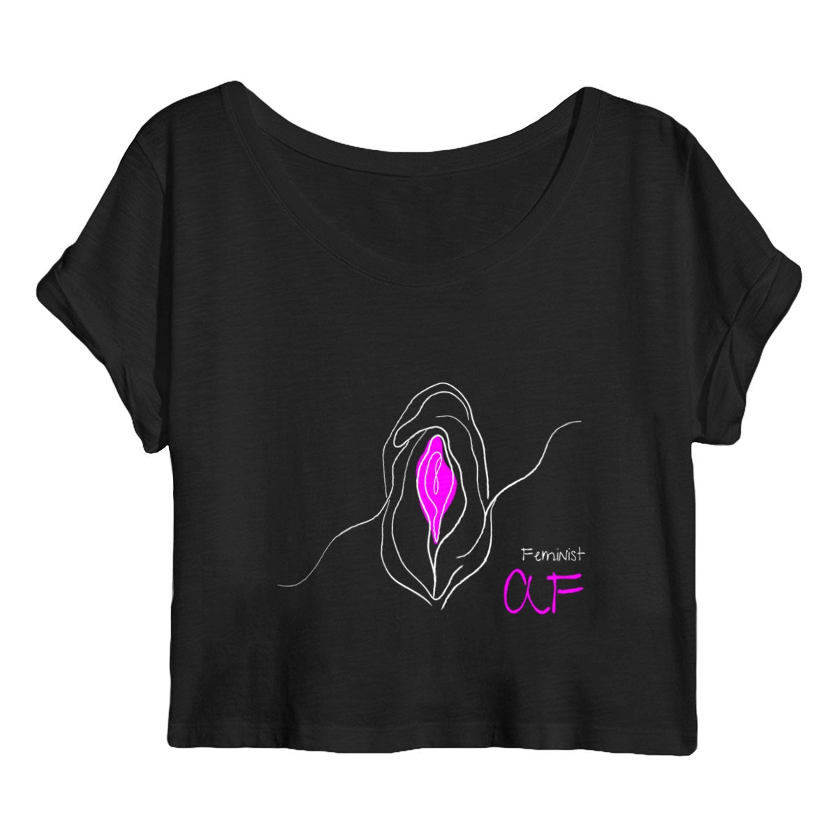 No Shit Shirts - Crop Shirt (Frontprint Large): Feminist AF - Crop Shirts - basic