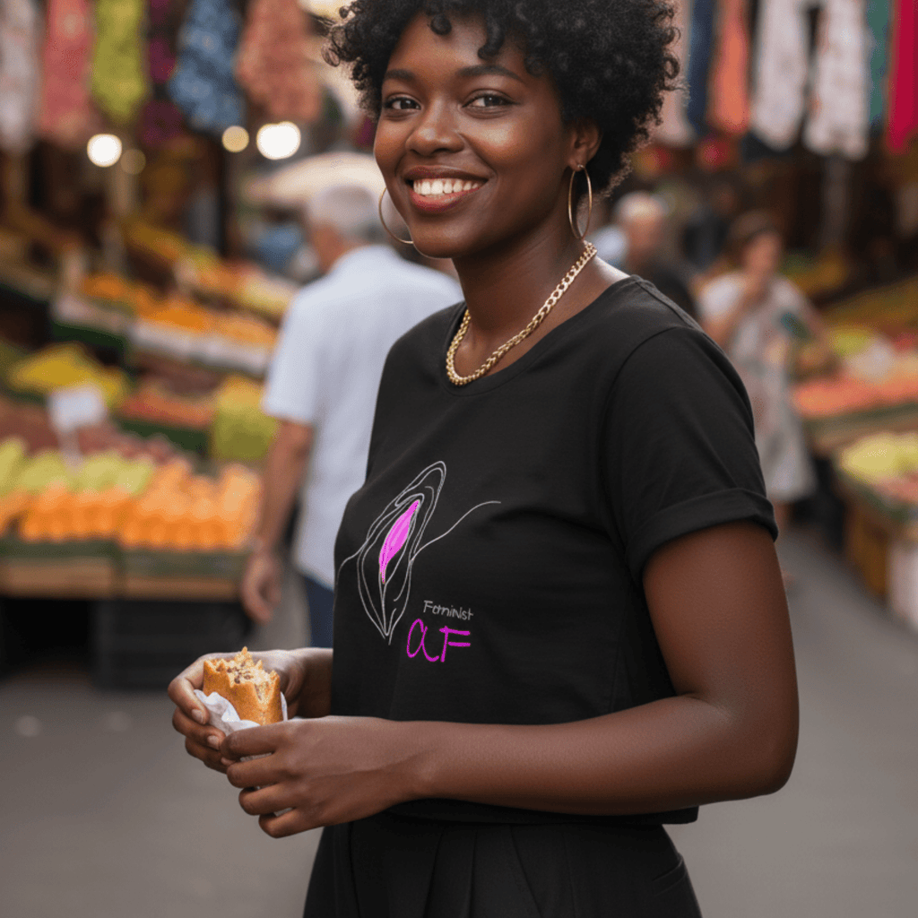 No Shit Shirts - Crop Shirt (Frontprint Large): Feminist AF - Crop Shirts - basic