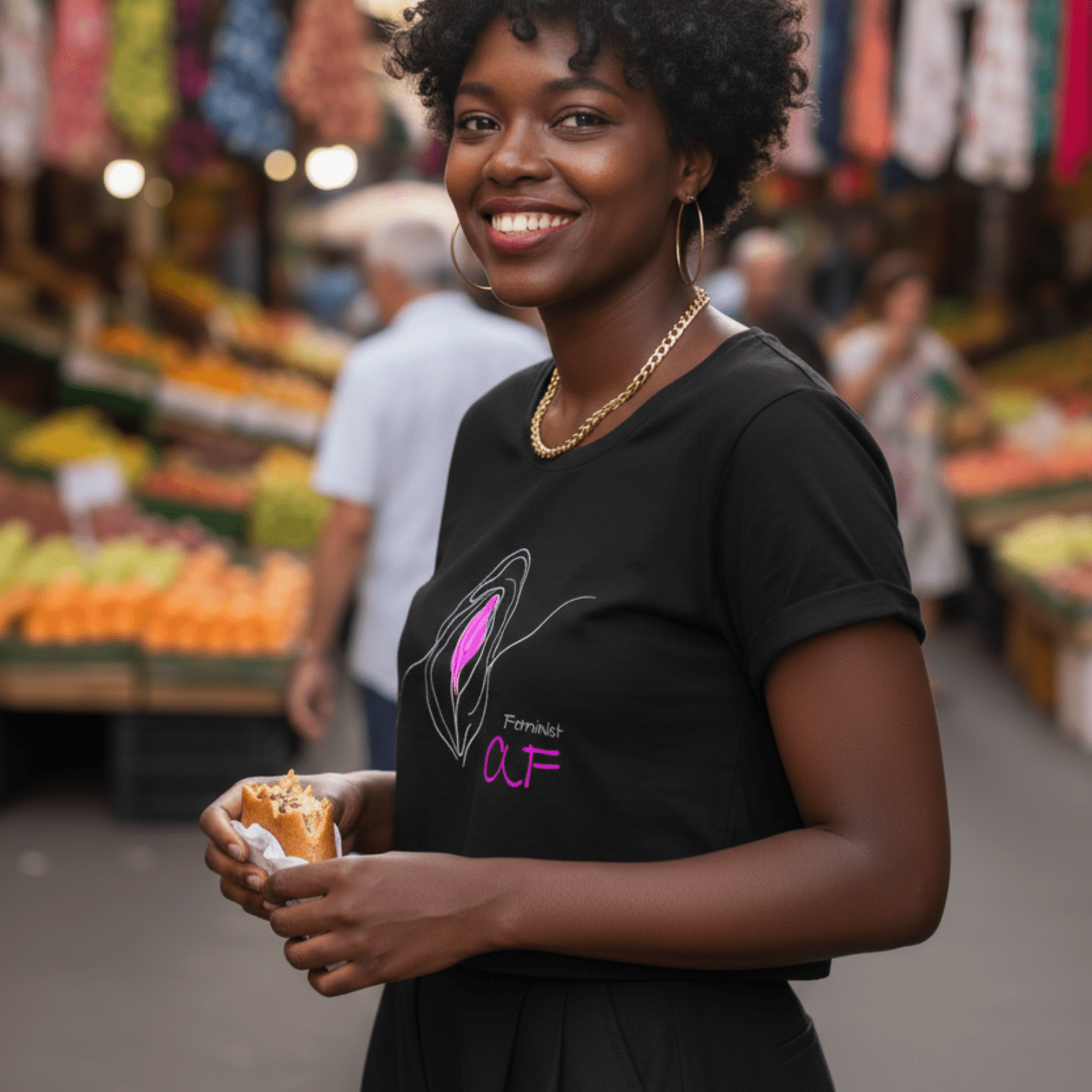 No Shit Shirts - Crop Shirt (Frontprint Large): Feminist AF - Crop Shirts - basic