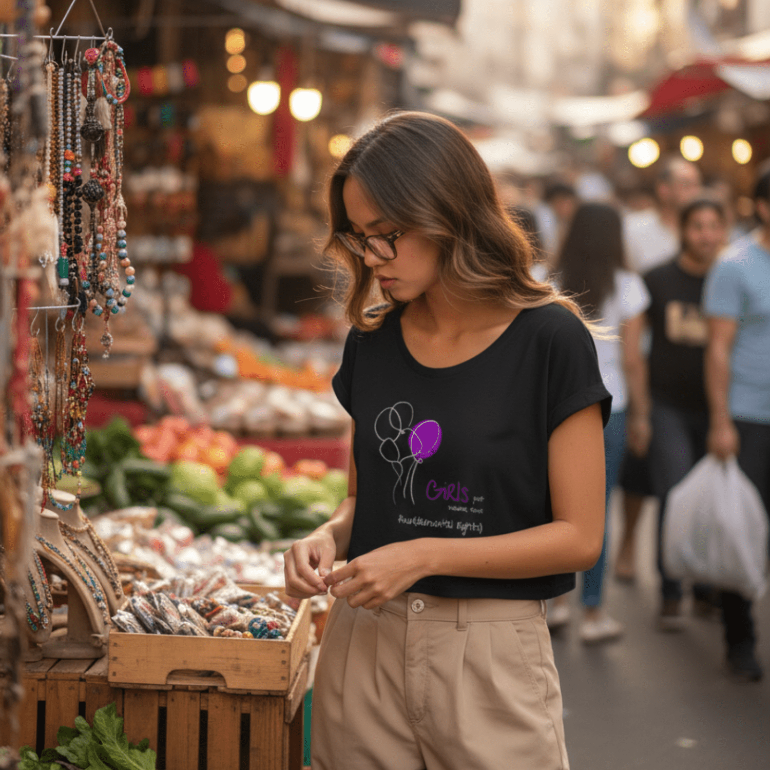 No Shit Shirts - Crop Shirt (Frontprint Large): Girls just wanna have fun(damental rights) - Crop Shirts - basic