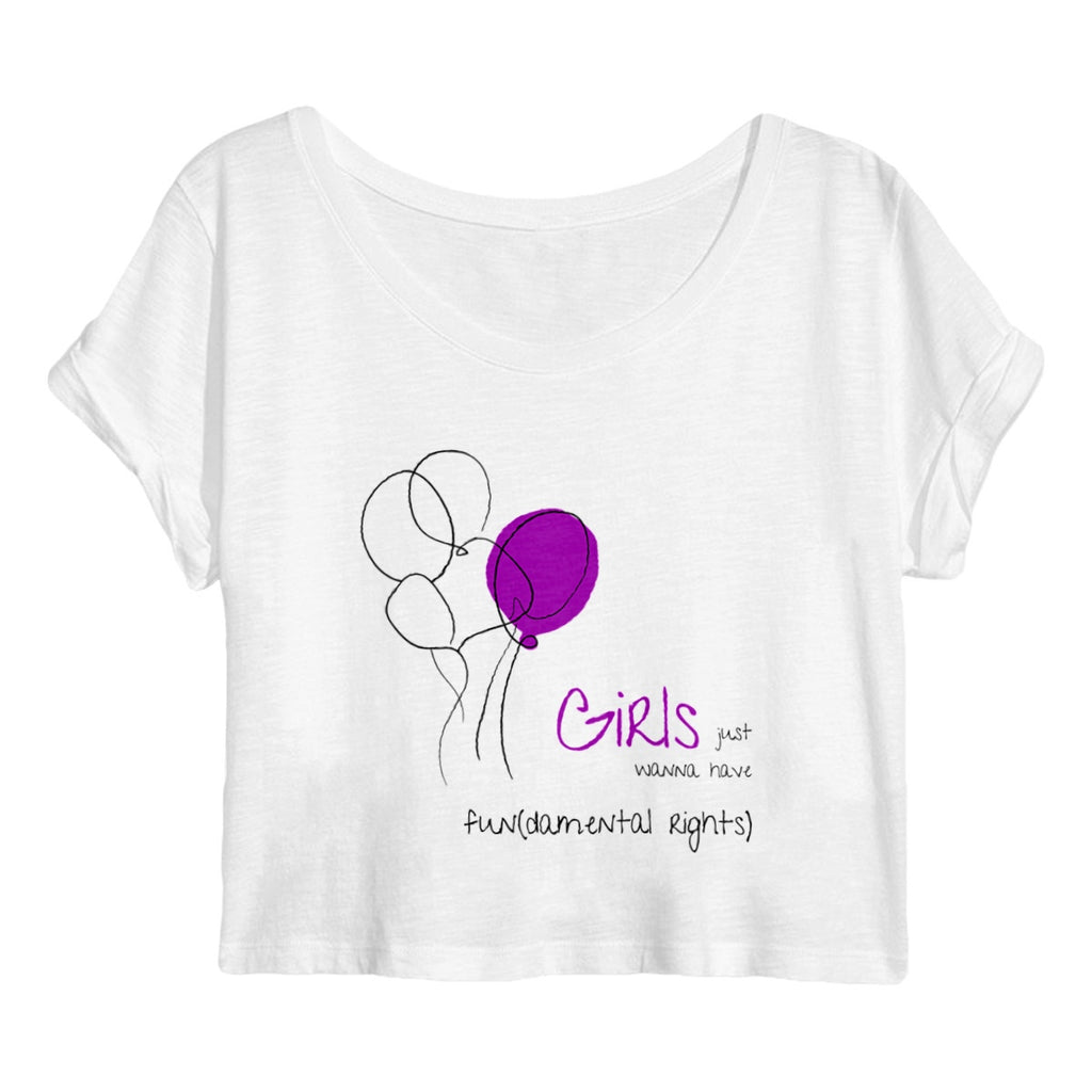 No Shit Shirts - Crop Shirt (Frontprint Large): Girls just wanna have fun(damental rights) - Crop Shirts - basic