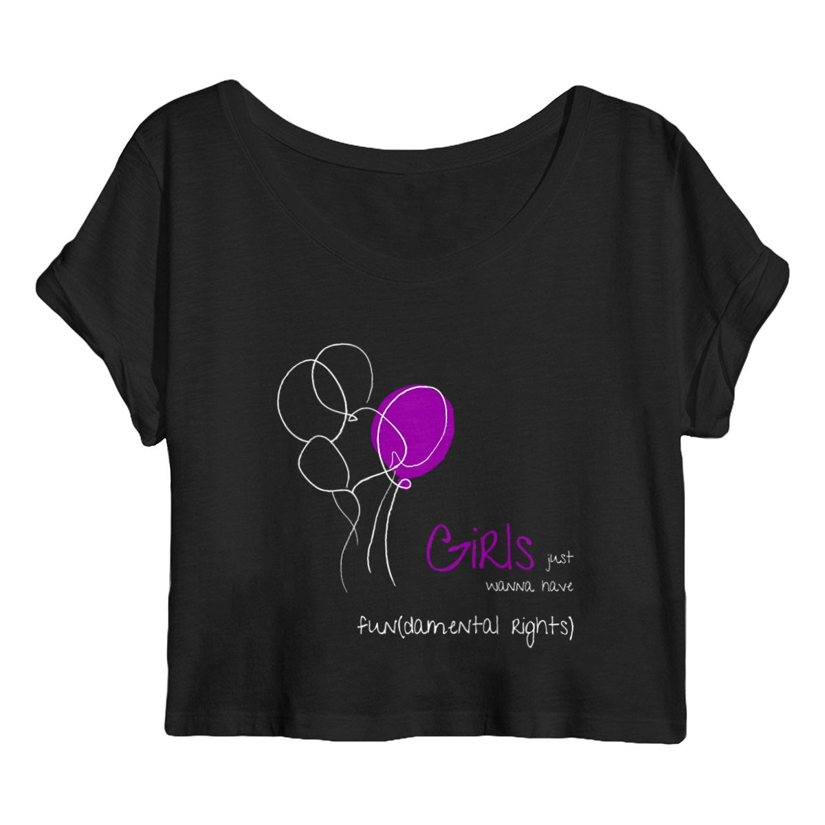 No Shit Shirts - Crop Shirt (Frontprint Large): Girls just wanna have fun(damental rights) - Crop Shirts - basic