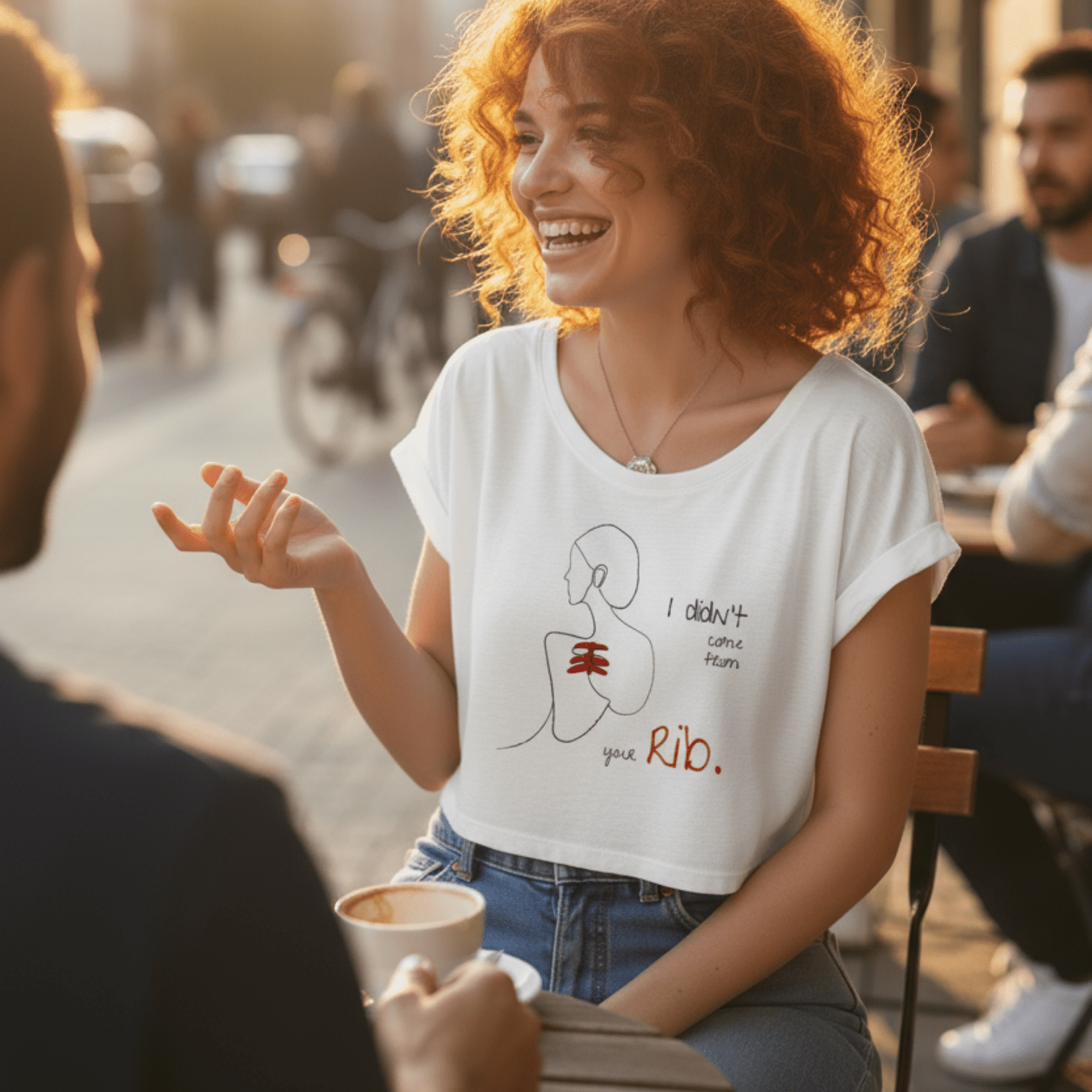 No Shit Shirts - Crop Shirt (Frontprint Large): I didn’t come from your rib. - Body & Autonomy & Sexism - basic