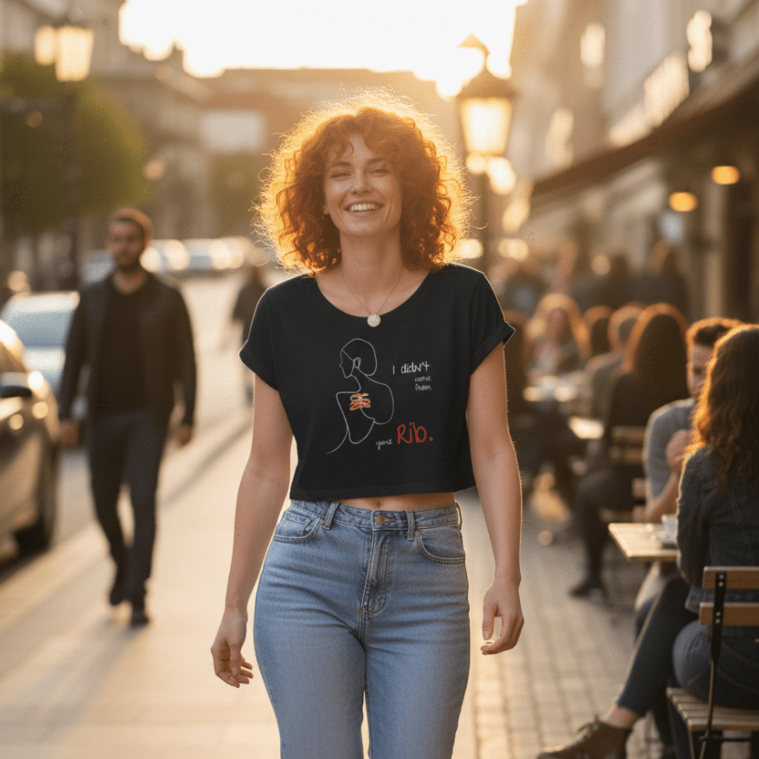 No Shit Shirts - Crop Shirt (Frontprint Large): I didn’t come from your rib. - Body & Autonomy & Sexism - basic