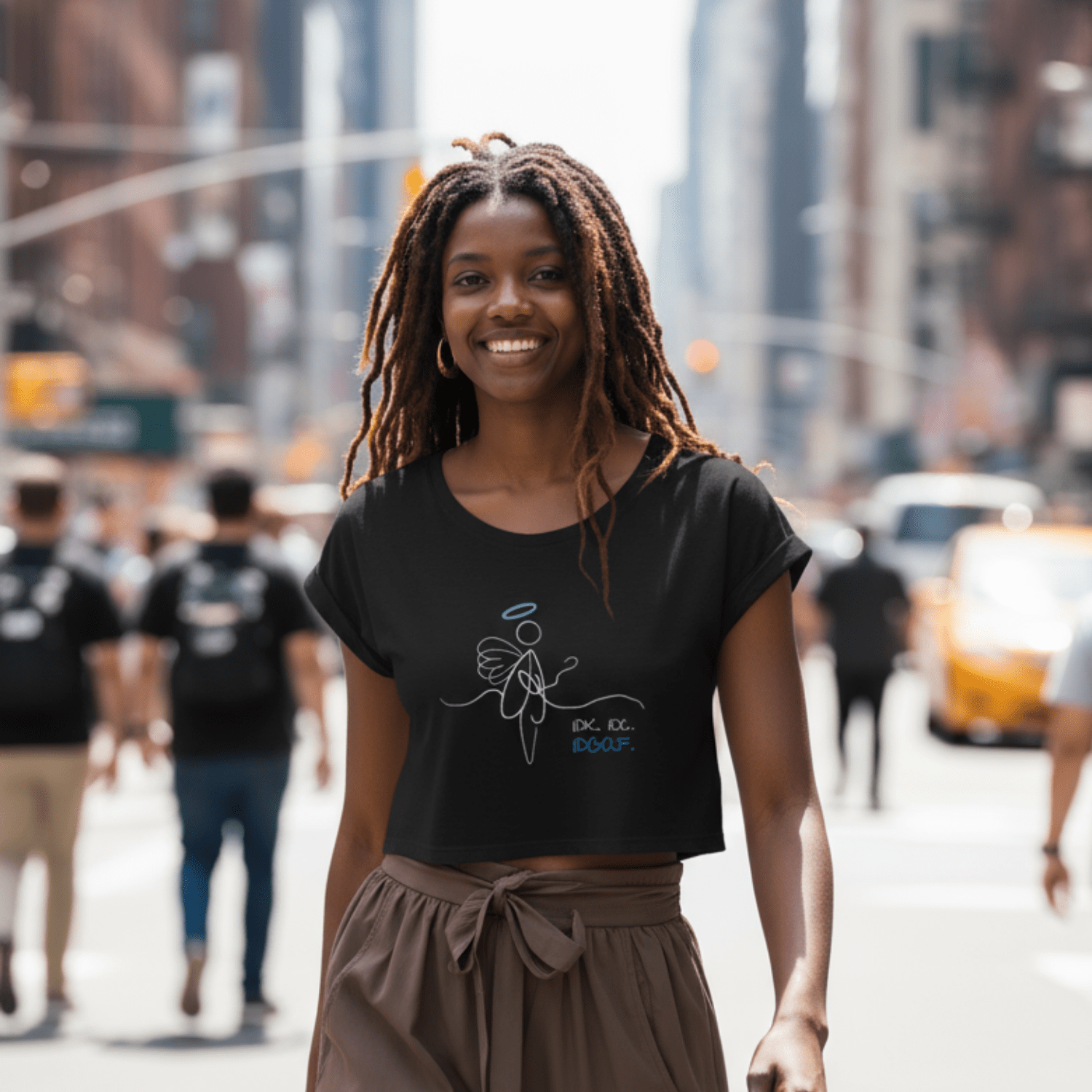 No Shit Shirts - Crop Shirt (Frontprint Large): IDK. IDC. IDGAF. - Crop Shirts - basic