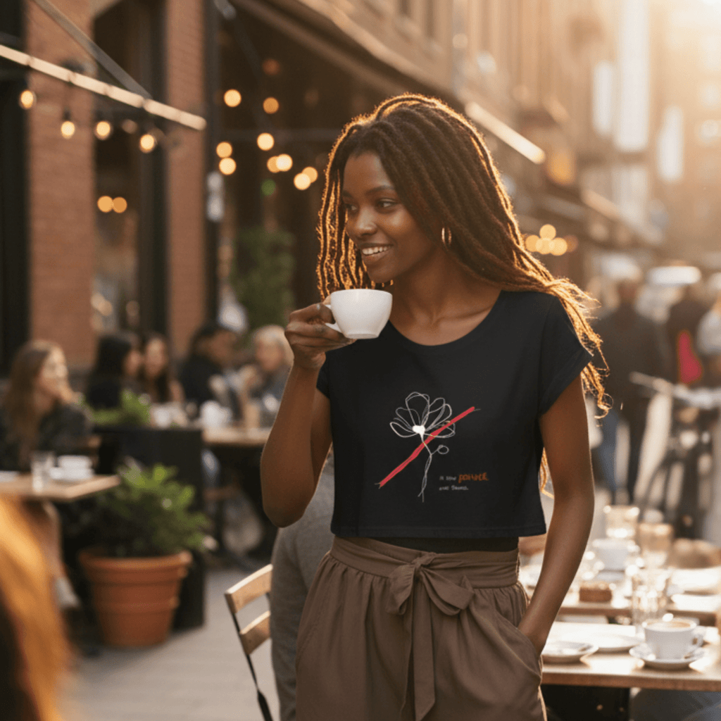 No Shit Shirts - Crop Shirt (Frontprint Large): I’ll take power over flowers - Crop Shirts - basic