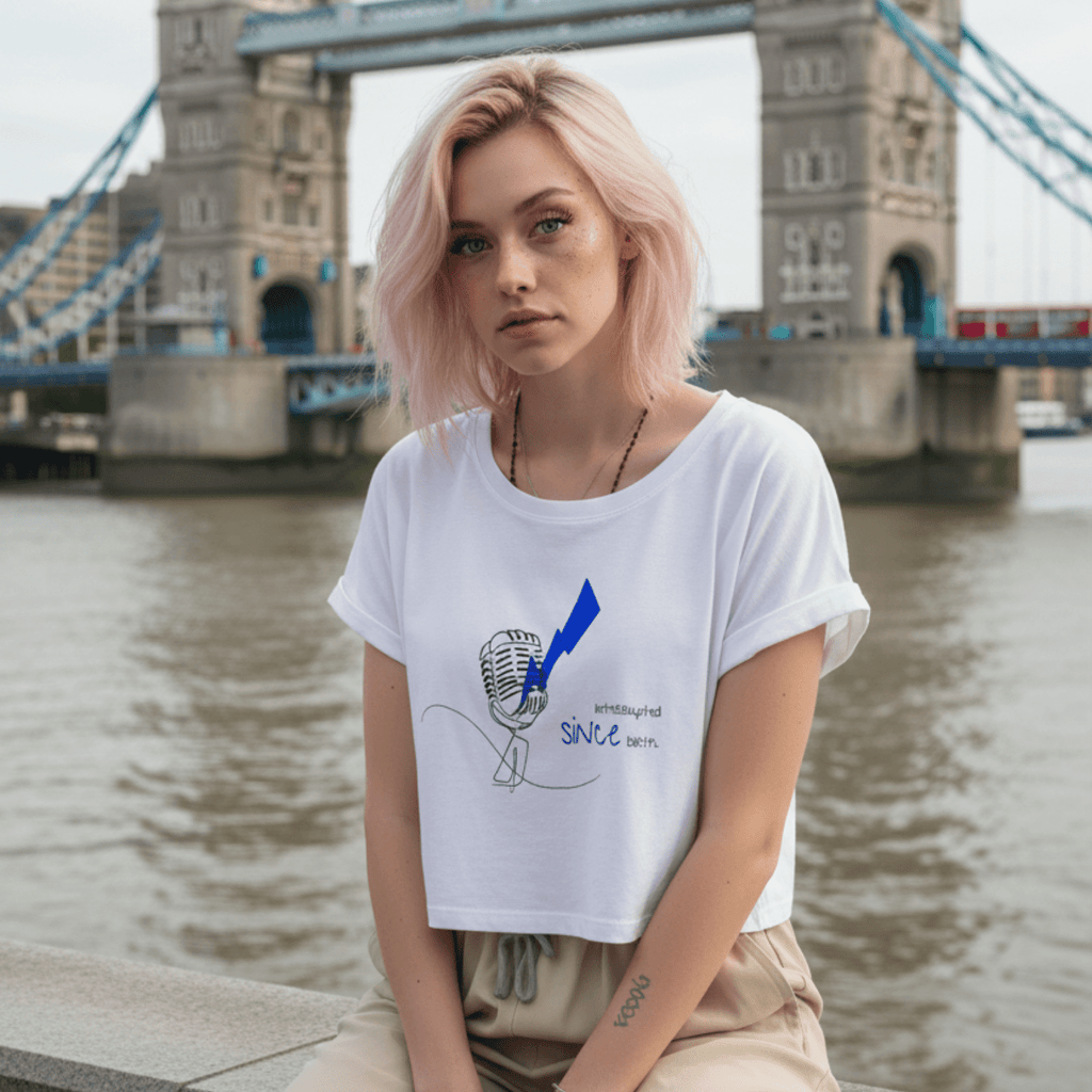 No Shit Shirts - Crop Shirt (Frontprint Large): Interrupted since birth. - Crop Shirts - basic