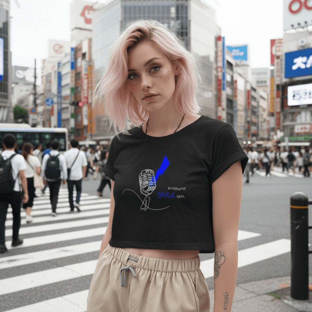 No Shit Shirts - Crop Shirt (Frontprint Large): Interrupted since birth. - Crop Shirts - basic