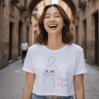 No Shit Shirts - Crop Shirt (Frontprint Large): My Body, My Rules - Body & Autonomy & Sexism - basic