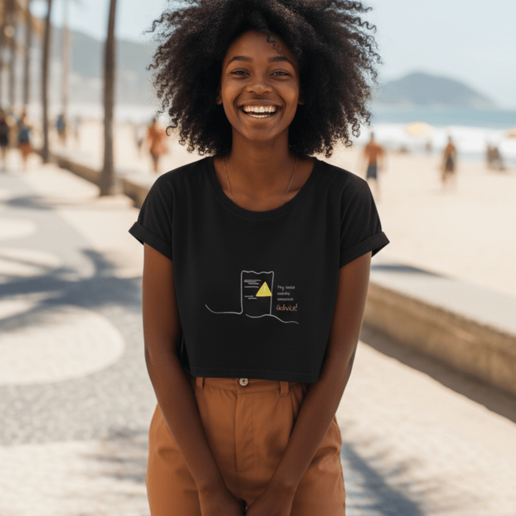 No Shit Shirts - Crop Shirt (Frontprint Large): My invoice includes unsolicited advice. - Crop Shirts - basic