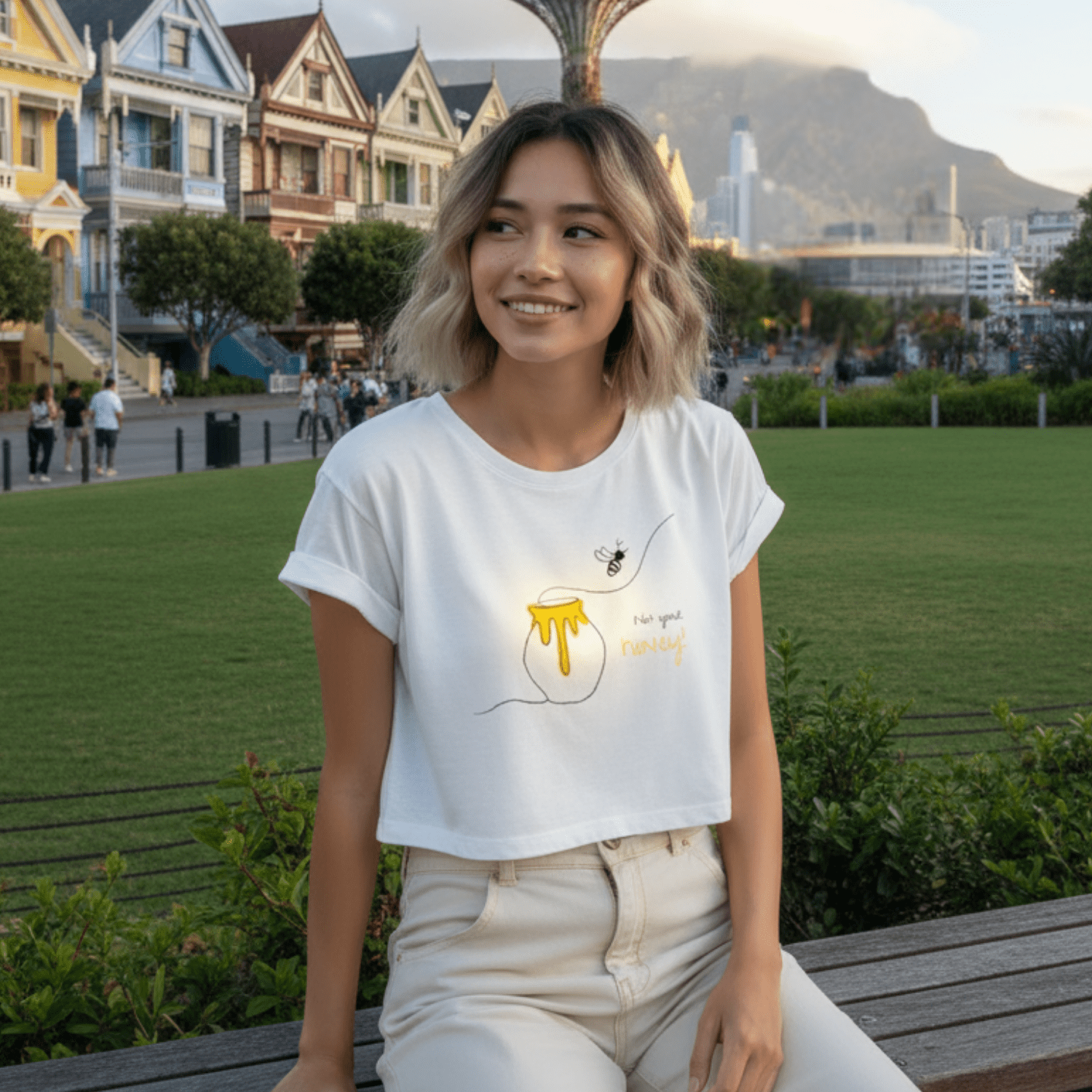 No Shit Shirts - Crop Shirt (Frontprint Large): Not your honey - Body & Autonomy & Sexism - basic