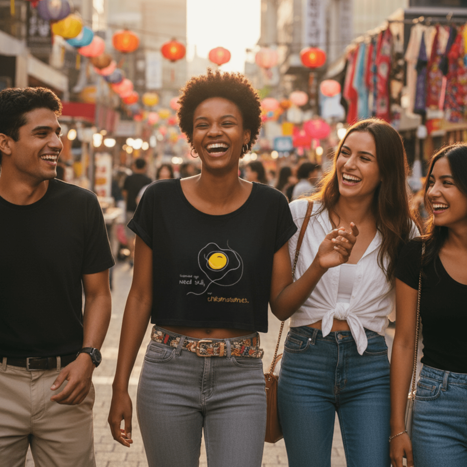 No Shit Shirts - Crop Shirt (Frontprint Large): Scrambled eggs need skill, not chromosomes. - Crop Shirts - basic