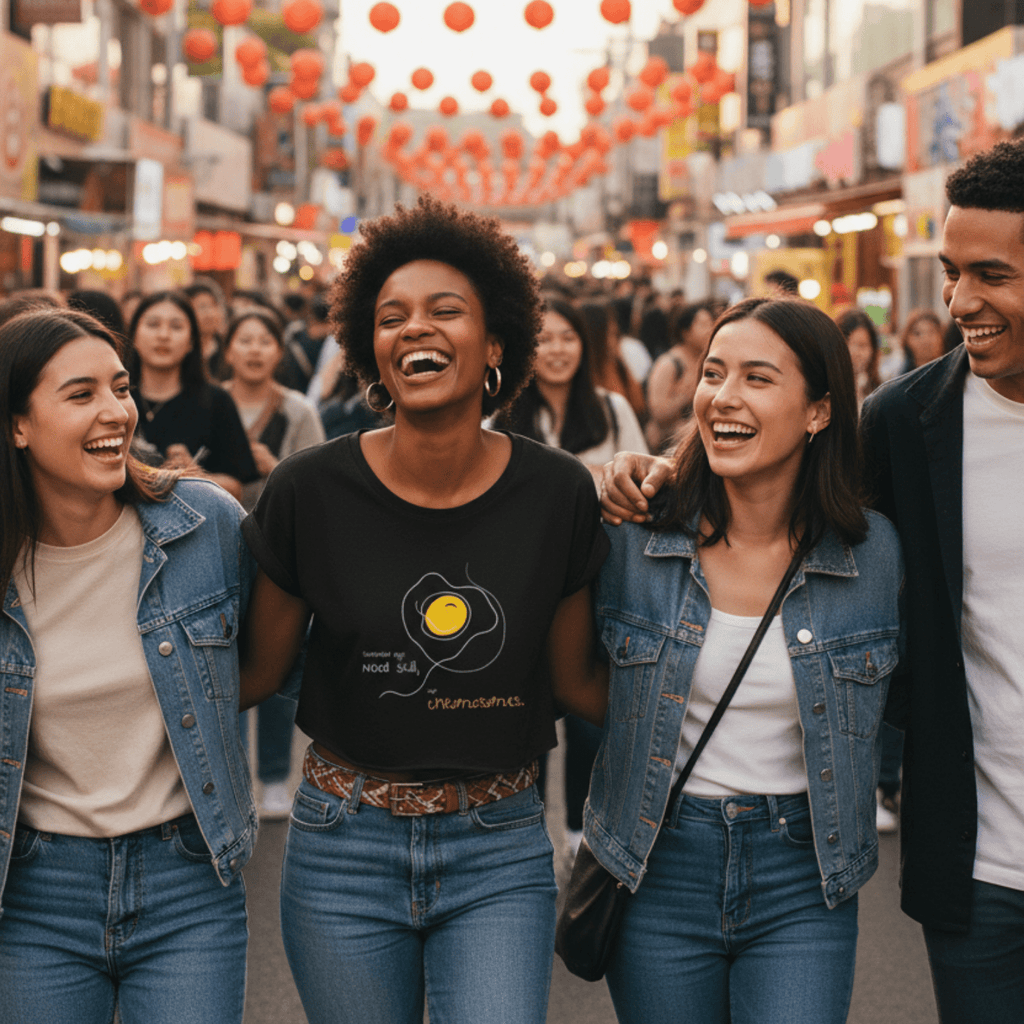 No Shit Shirts - Crop Shirt (Frontprint Large): Scrambled eggs need skill, not chromosomes. - Crop Shirts - basic