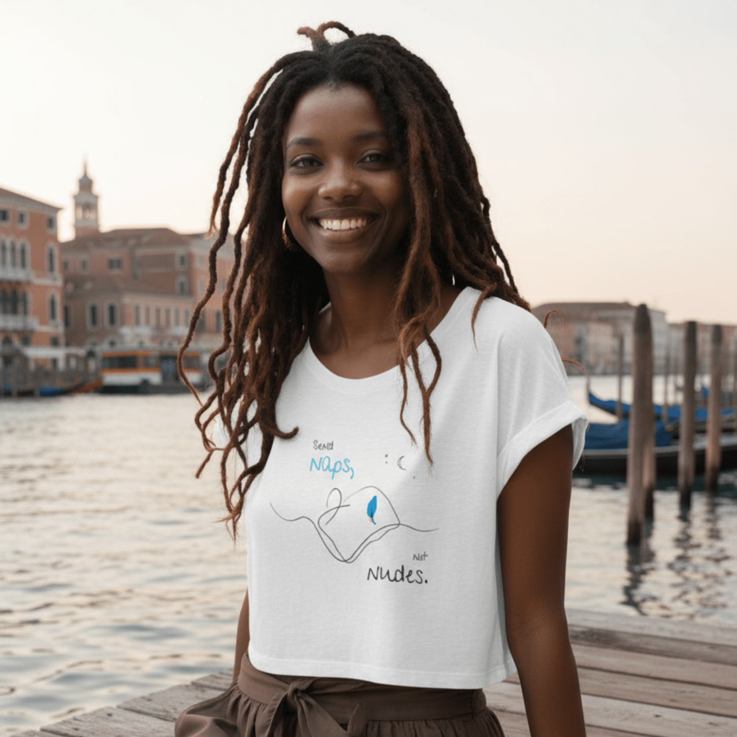 No Shit Shirts - Crop Shirt (Frontprint Large): Send Naps, Not Nudes - Body & Autonomy & Sexism - basic