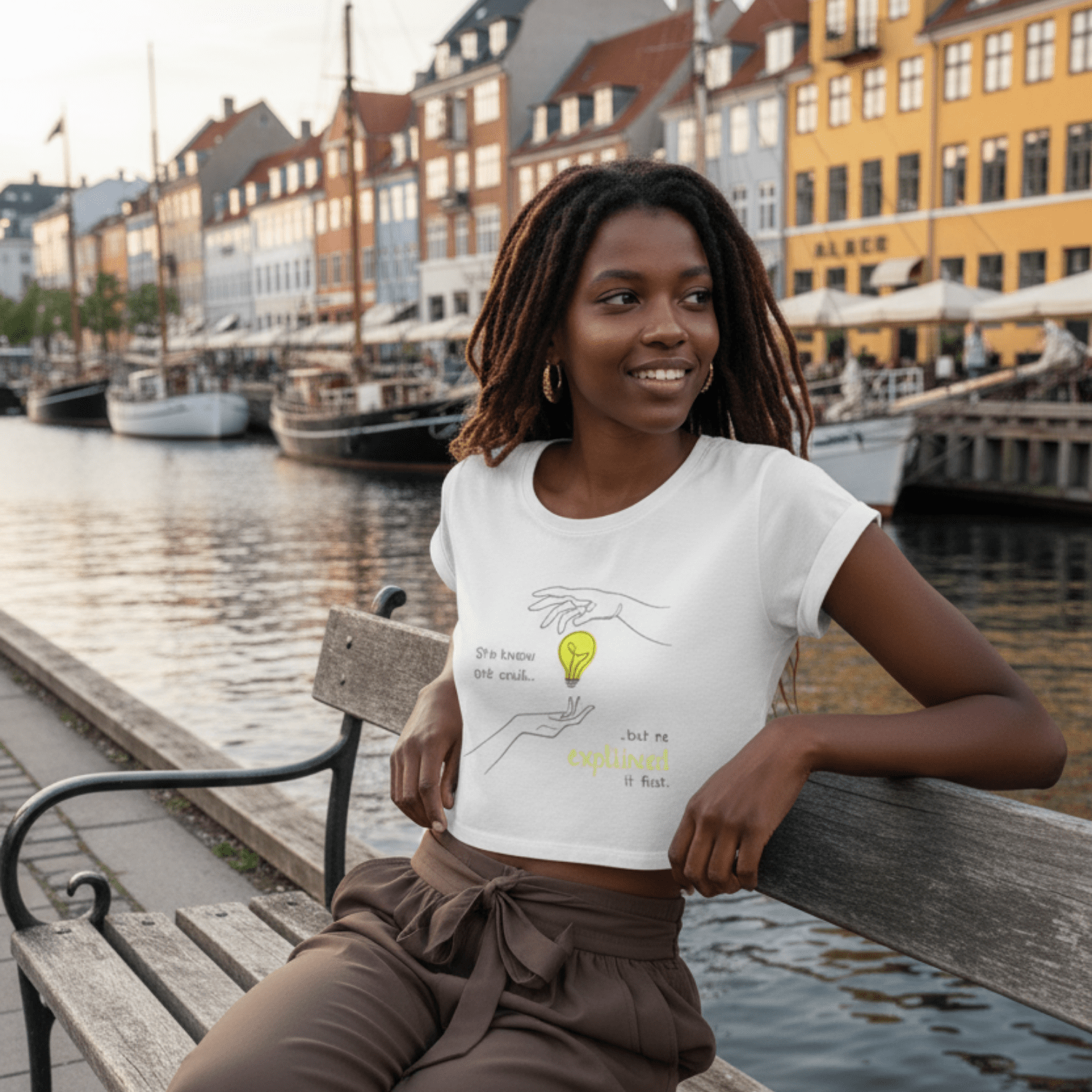 No Shit Shirts - Crop Shirt (Frontprint Large): She knew she could, but he explained it first. - Crop Shirts - basic