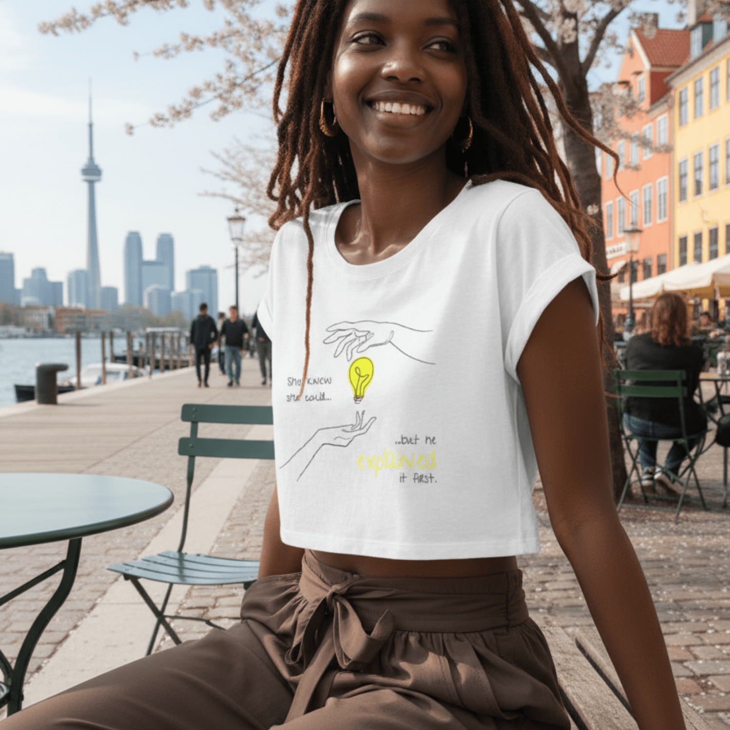 No Shit Shirts - Crop Shirt (Frontprint Large): She knew she could, but he explained it first. - Crop Shirts - basic