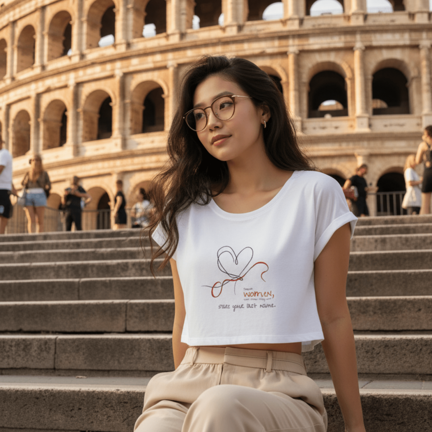 No Shit Shirts - Crop Shirt (Frontprint Large): Support women, even when they don’t share your last name. - Crop Shirts - basic