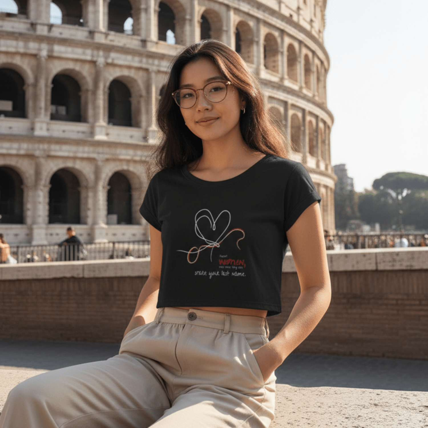 No Shit Shirts - Crop Shirt (Frontprint Large): Support women, even when they don’t share your last name. - Crop Shirts - basic