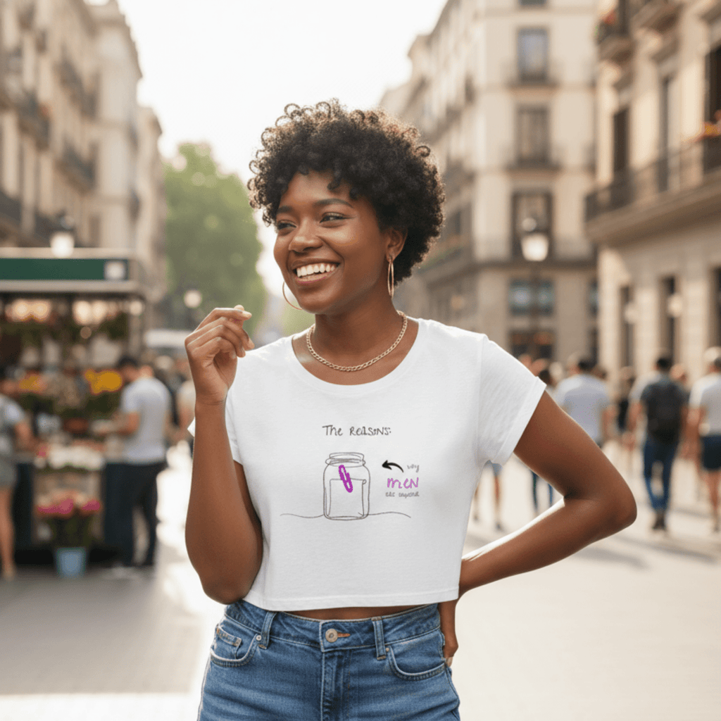 No Shit Shirts - Crop Shirt (Frontprint Large): The reasons why men are superior: - Crop Shirts - basic