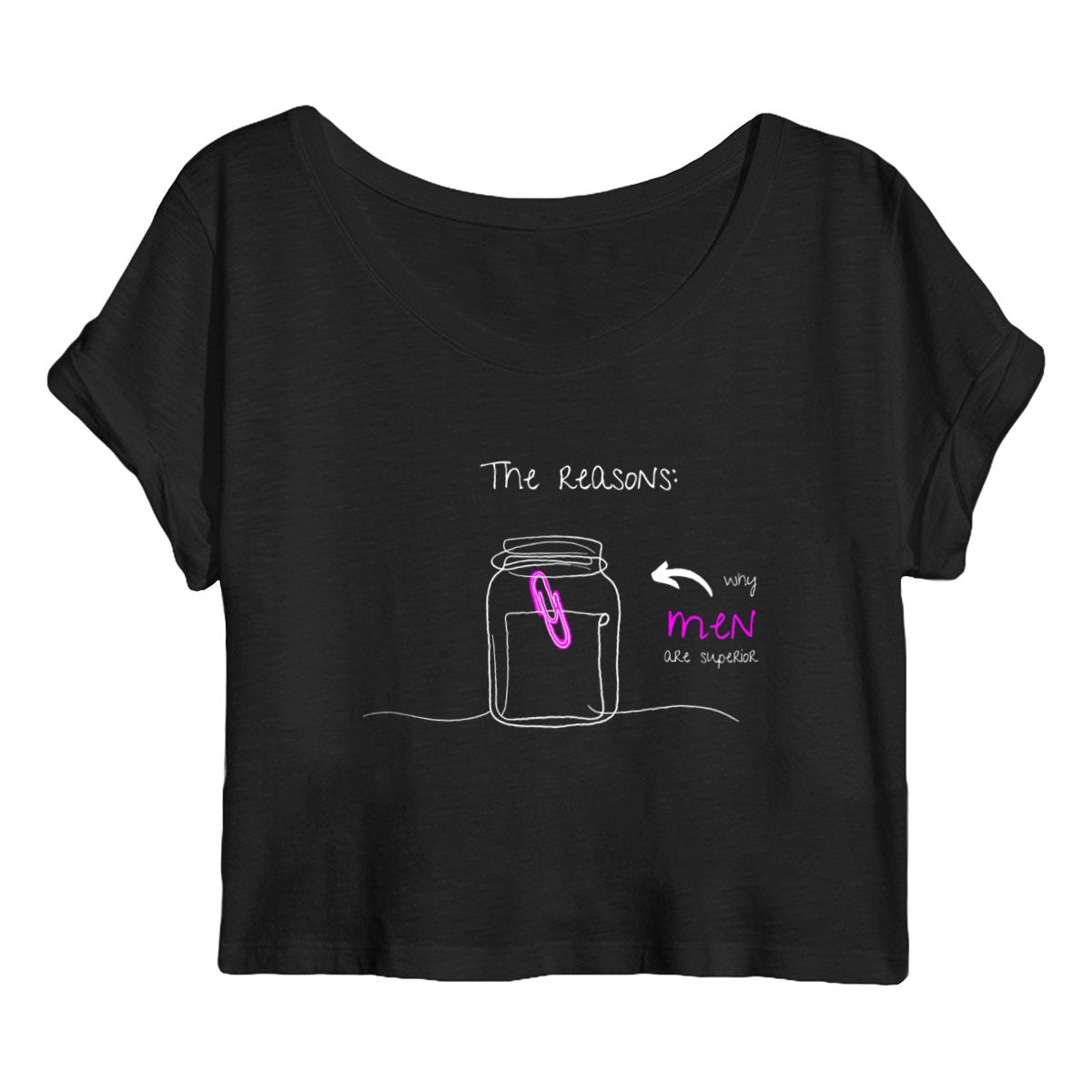 No Shit Shirts - Crop Shirt (Frontprint Large): The reasons why men are superior: - Crop Shirts - basic