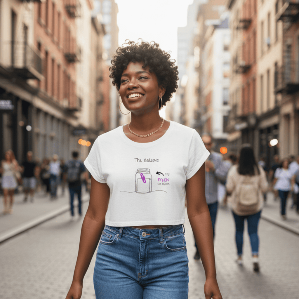 No Shit Shirts - Crop Shirt (Frontprint Large): The reasons why men are superior: - Crop Shirts - basic