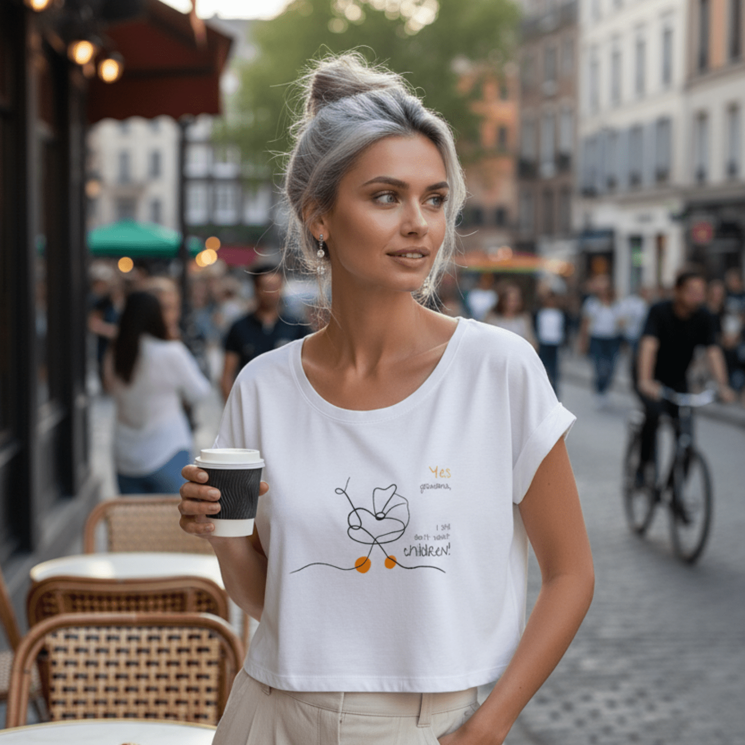 No Shit Shirts - Crop Shirt (Frontprint Large): Yes, grandma, I still don’t want children - Crop Shirts - basic