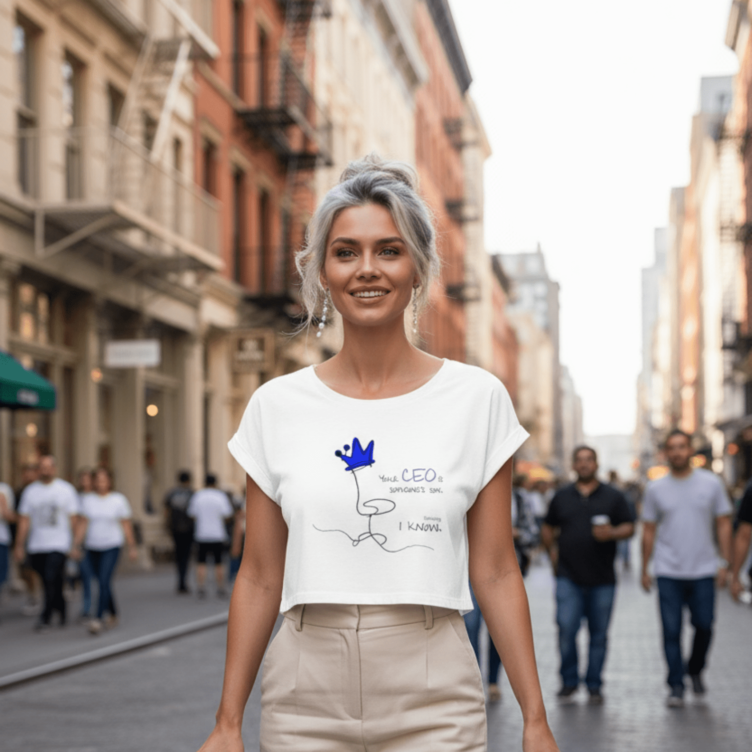 No Shit Shirts - Crop Shirt (Frontprint Large): Your CEO is someone’s son. Shocking, I know. - Crop Shirts - basic