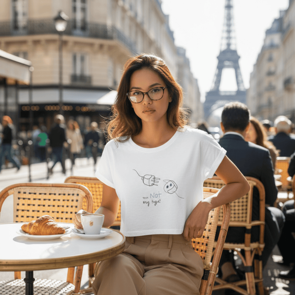 No Shit Shirts - Crop Shirt (Frontprint Large): Your not my type - Body & Autonomy & Sexism - basic