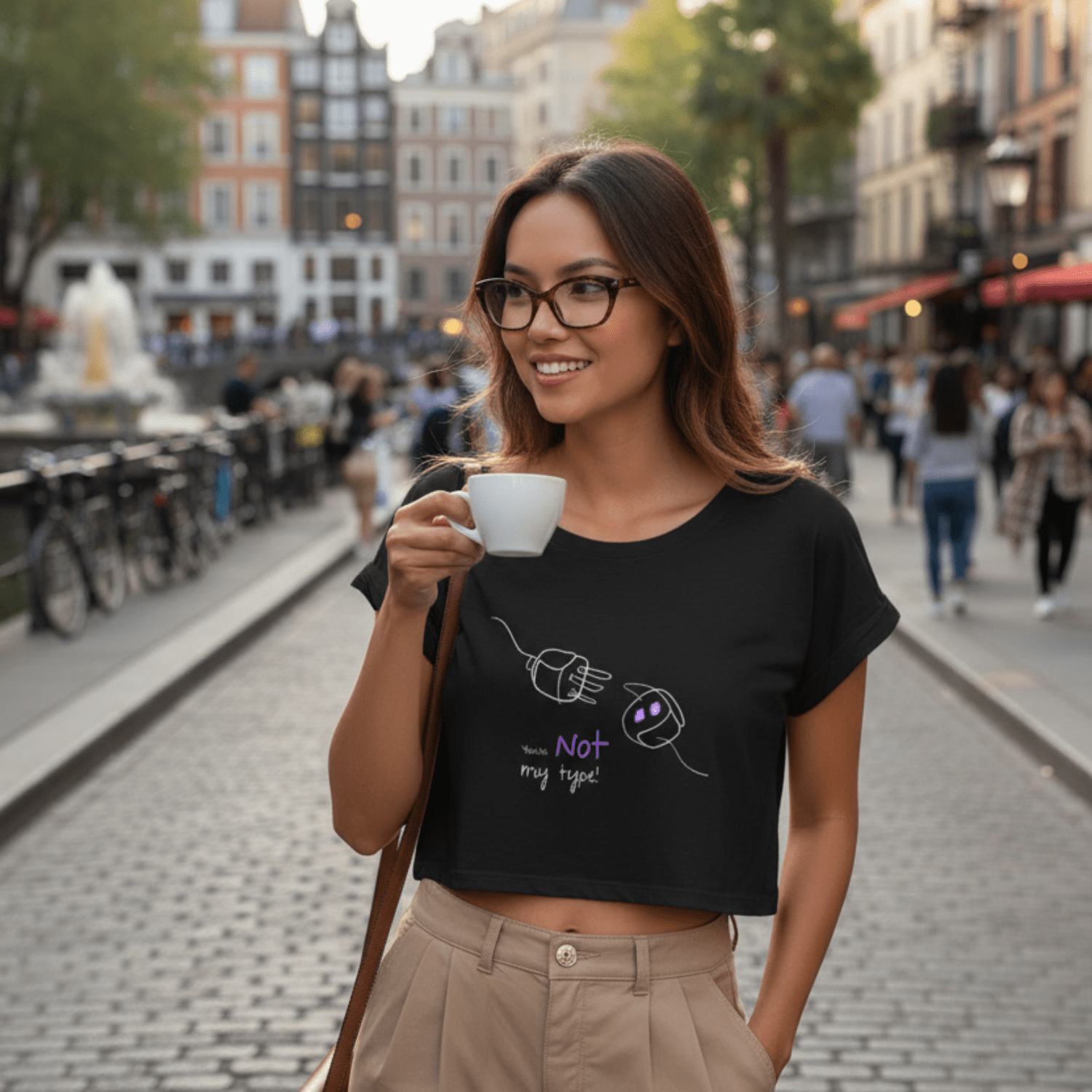 No Shit Shirts - Crop Shirt (Frontprint Large): Your not my type - Body & Autonomy & Sexism - basic