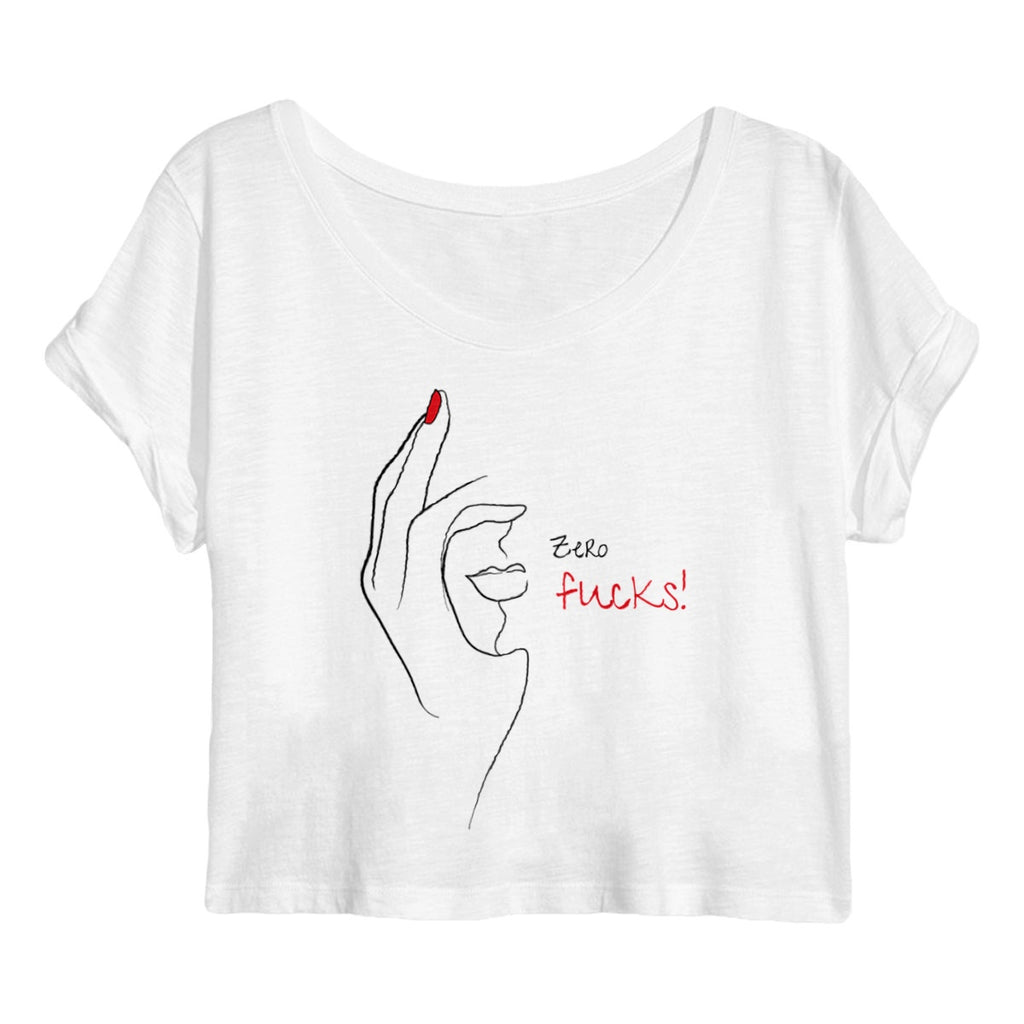 No Shit Shirts - Crop Shirt (Frontprint Large): Zero Fucks - Crop Shirts - basic