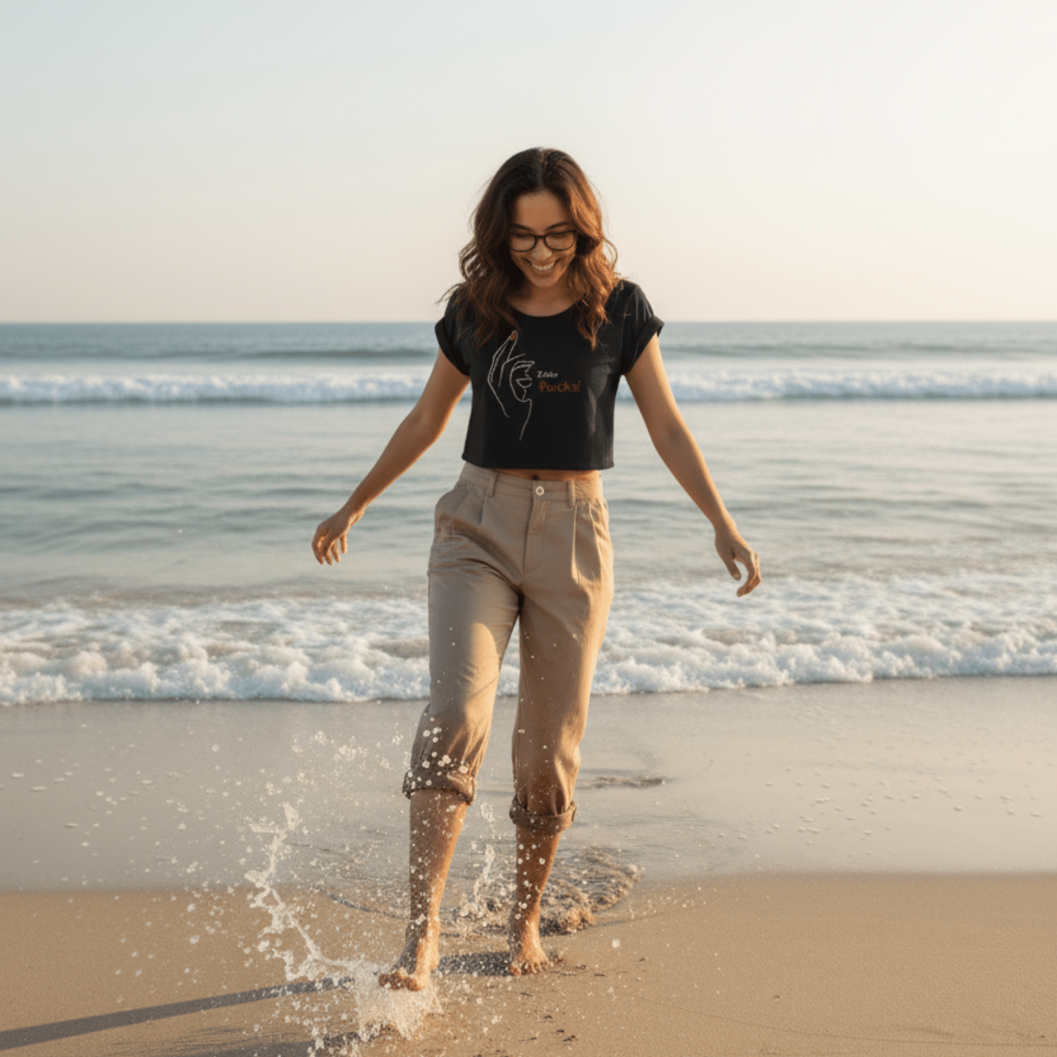 No Shit Shirts - Crop Shirt (Frontprint Large): Zero Fucks - Crop Shirts - basic