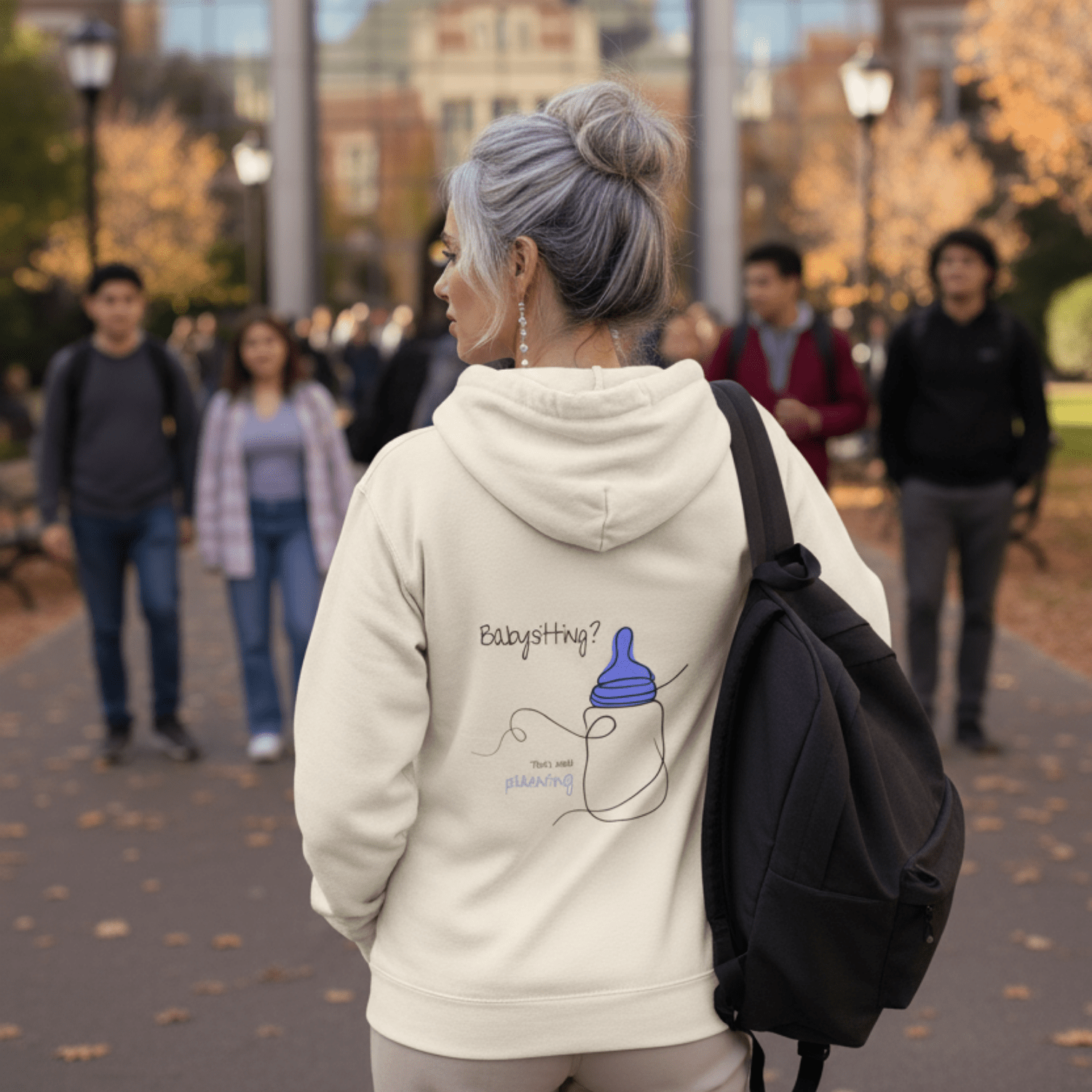 No Shit Shirts - Hoodie (Backprint): Babysitting? That’s called parenting! - Gender Roles - basic