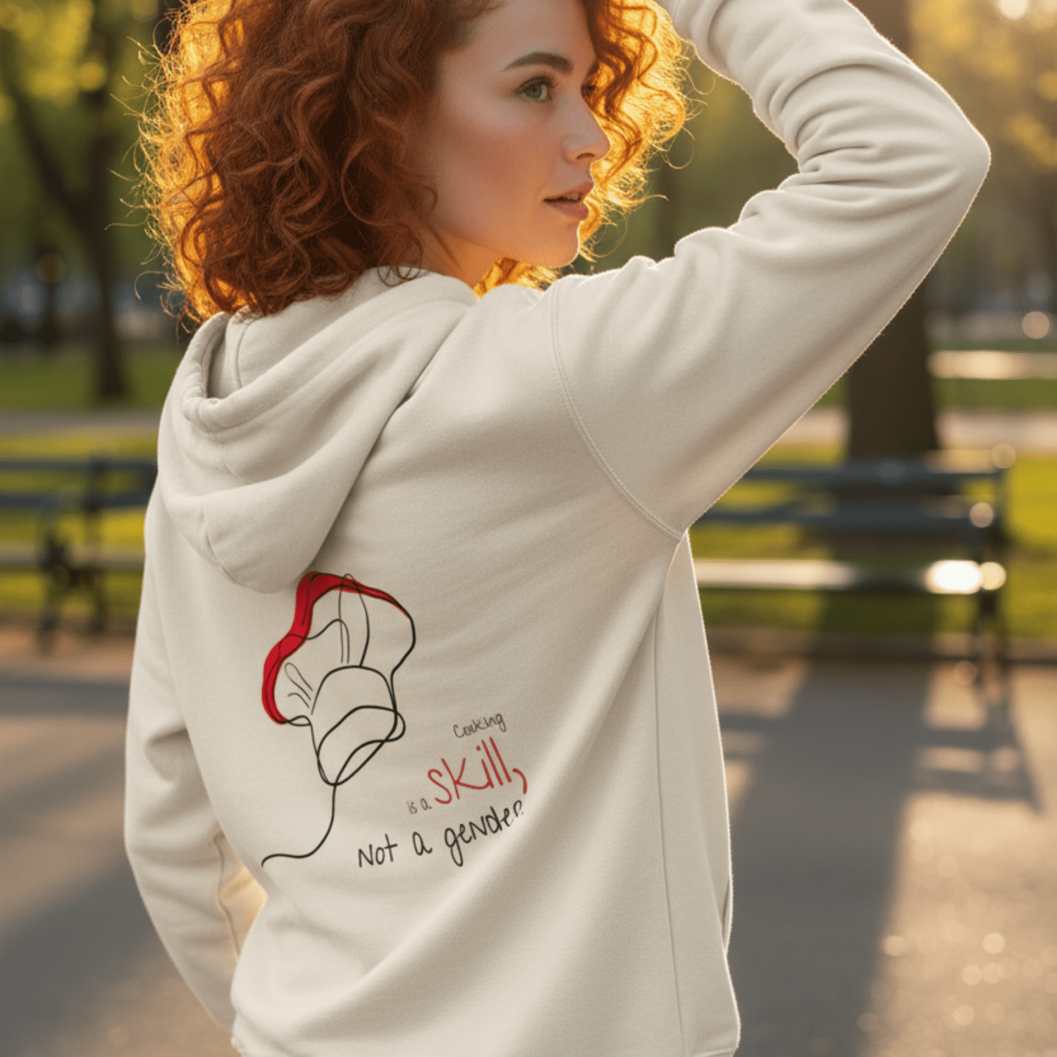 No Shit Shirts - Hoodie (Backprint): Cooking is a skill, not a gender. - Gender Roles - basic