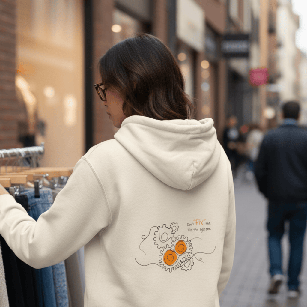 No Shit Shirts - Hoodie (Backprint): Don’t “fix” me. Fix the system. - Hoodies - basic